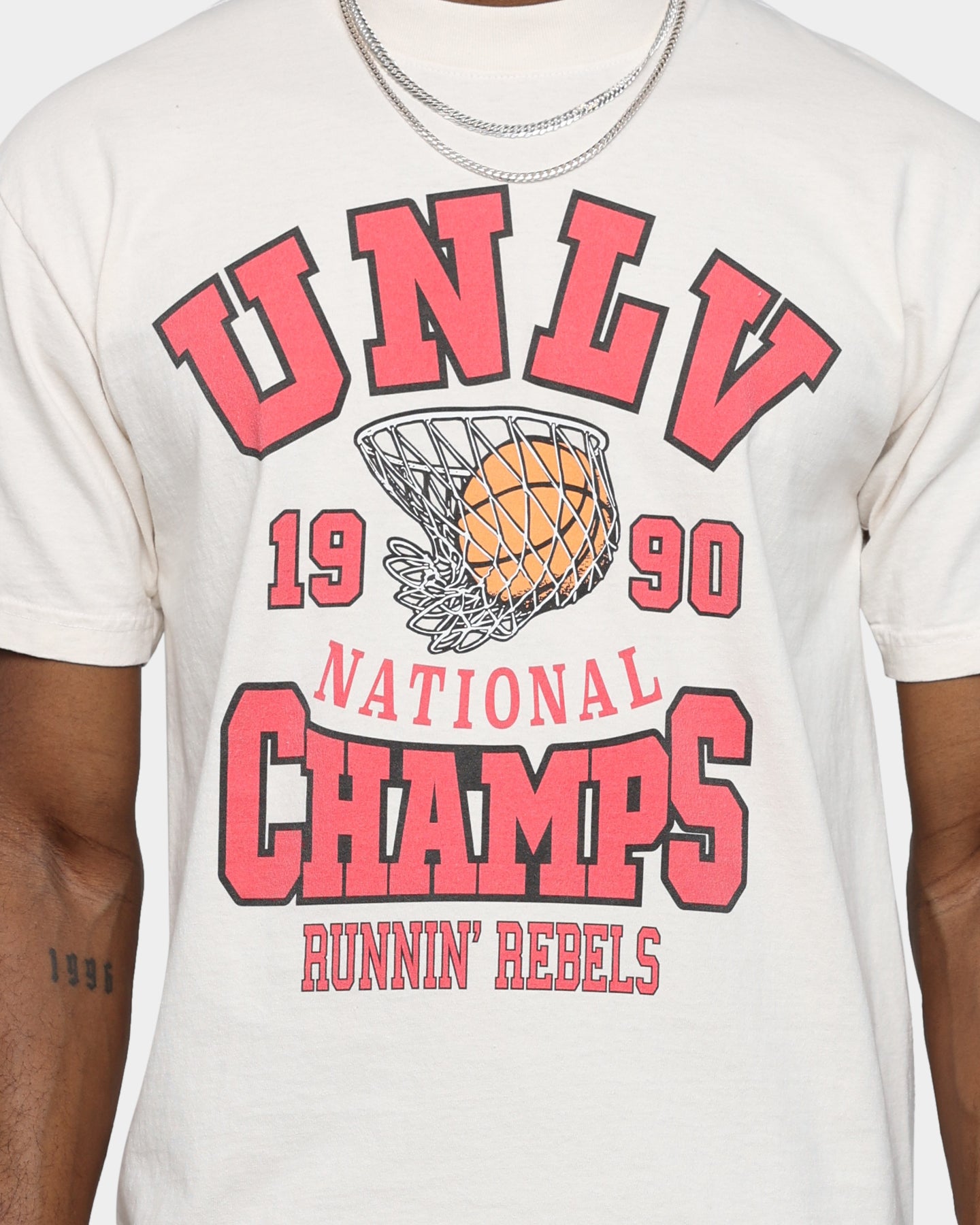 19Nine University of Nevada Las Vegas 1990 National Champions T-Shirt - Cream | Vintage UNLV Basketball Fan Apparel for Game Day & Alumni Events