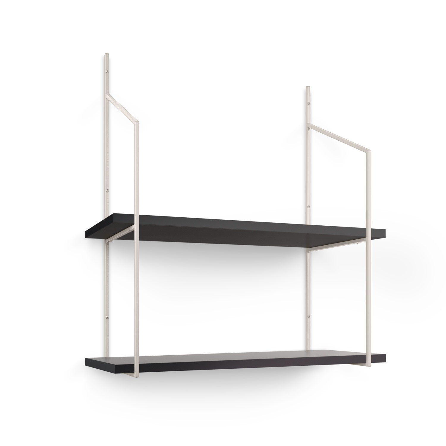 2-Tier Black Metal Shelf - Verne Modern Storage Rack for Kitchen, Bathroom, Office & Living Room Organization