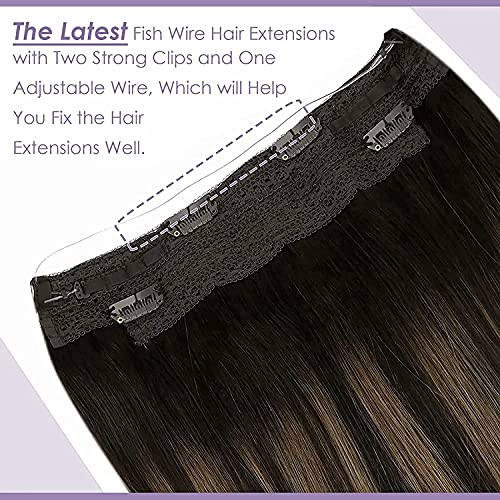 Premium Fish Line Halo Hair Extensions with Invisible Clips - Seamless 100% Human Hair Extensions for Length & Volume - Perfect for Weddings, Parties & Daily Styling