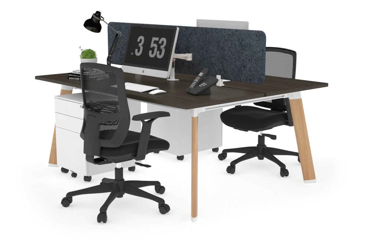 2 Person Workstation with Wood Imprint Frame - 1600L x 700W - Perfect for Home Office and Shared Workspaces