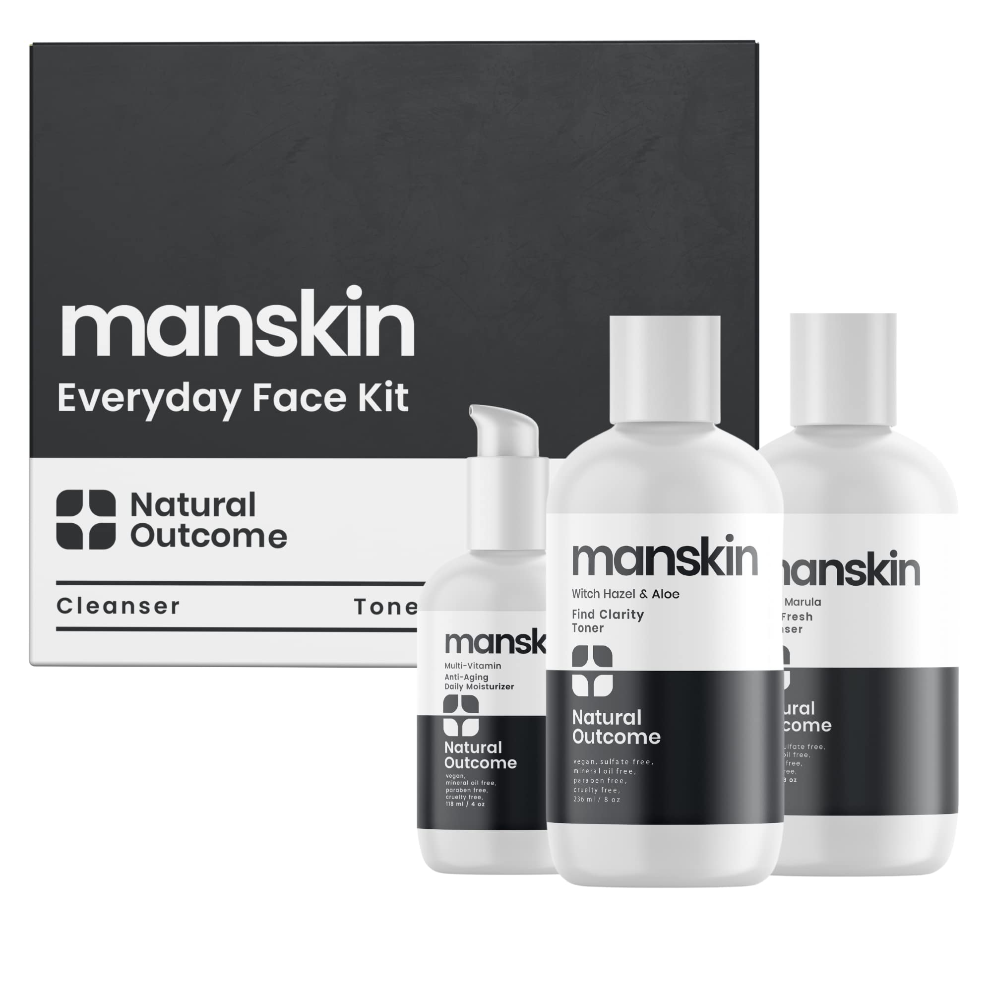 **Men's Anti-Aging Skincare Kit - 3-Step Daily Facial Care Routine with Cleanser, Toner & Moisturizer | Hydrating & Rejuvenating for Healthy Skin | Perfect for Morning & Night Routine**