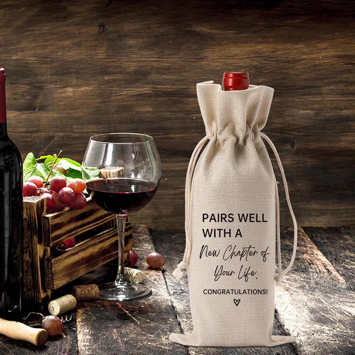 YUANHAO 1-Piece Elegant Wine Gift Bag - Perfect New Job, Business Owner & Going Away Present for Coworkers, Boss & Friends - Celebrate New Beginnings & Life Chapters - Ideal for Corporate Gifts, Promotions & Special Occasions
