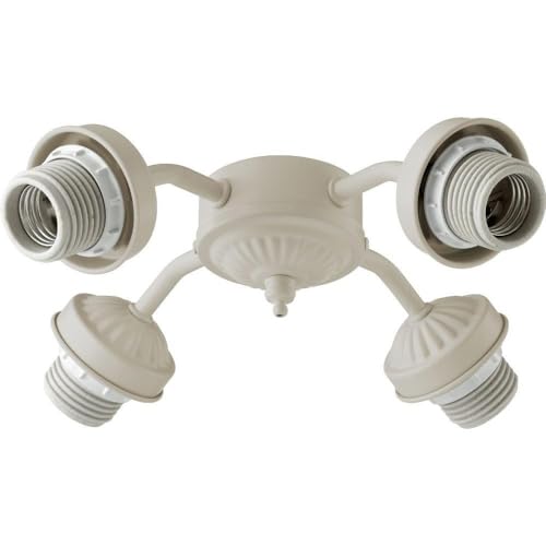 4-Light Branched Ceiling Fan Light Kit - Fluorescent Bulb Type, Antique White Finish - Perfect for Bedroom, Living Room & Patio Lighting