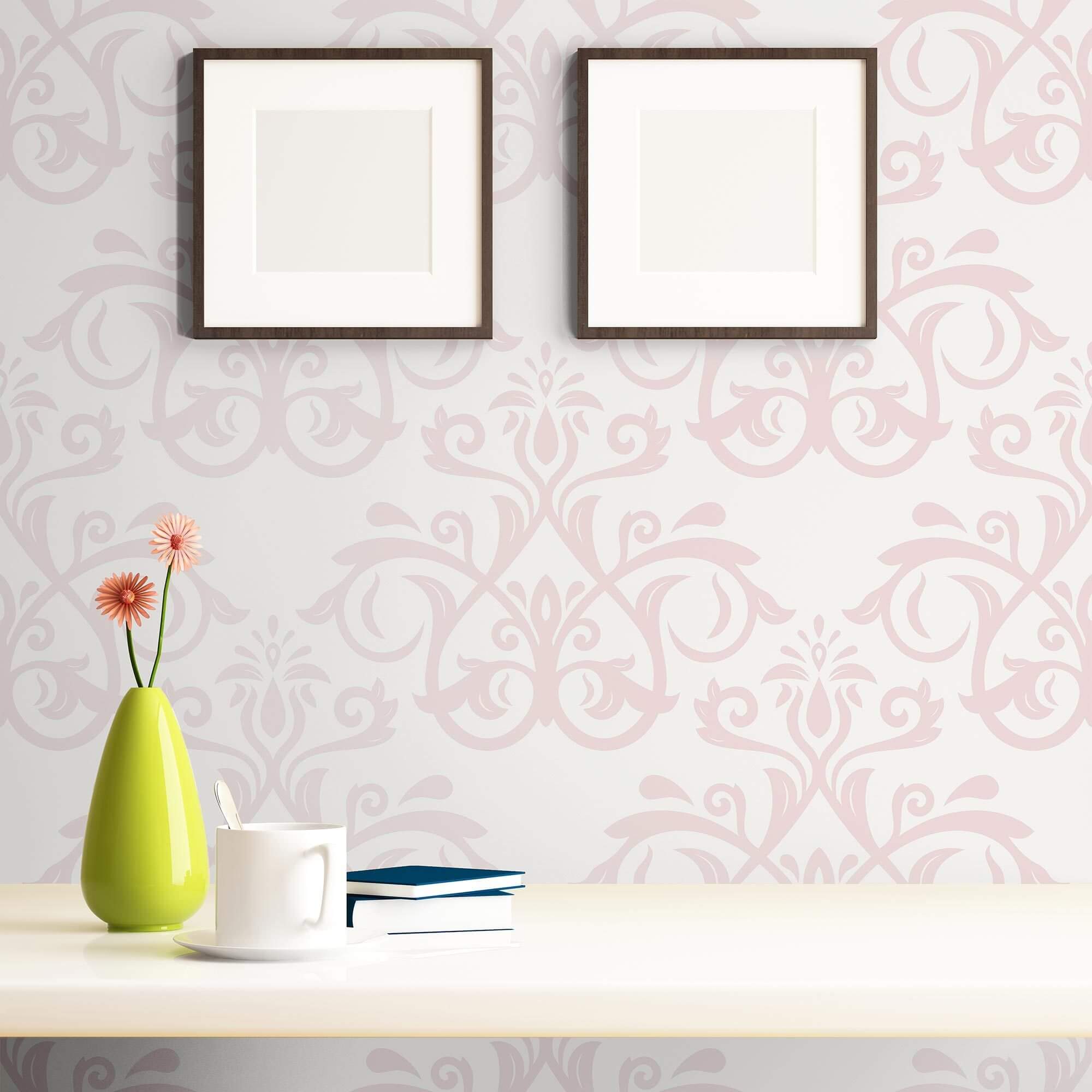 Taupe and Brown Damask Peel & Stick Removable Wallpaper - Self-Adhesive Wall Covering for Bedroom, Living Room & Home Decor - Easy DIY Installation
