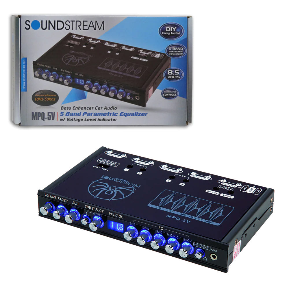 Soundstream MPQ 5V 5-Band Car Audio Parametric Equalizer - Premium Sound Tuning for Vehicles, Trucks & Custom Car Stereo Systems