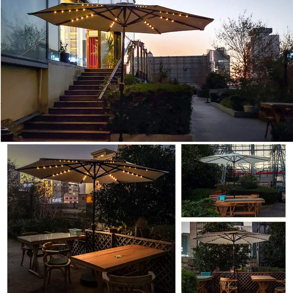 2.7m Octagonal Garden Parasol Umbrella with Tilt & Crank Mechanism - Solar LED Patio Umbrella for Outdoor, Beach, Poolside & Backyard Relaxation