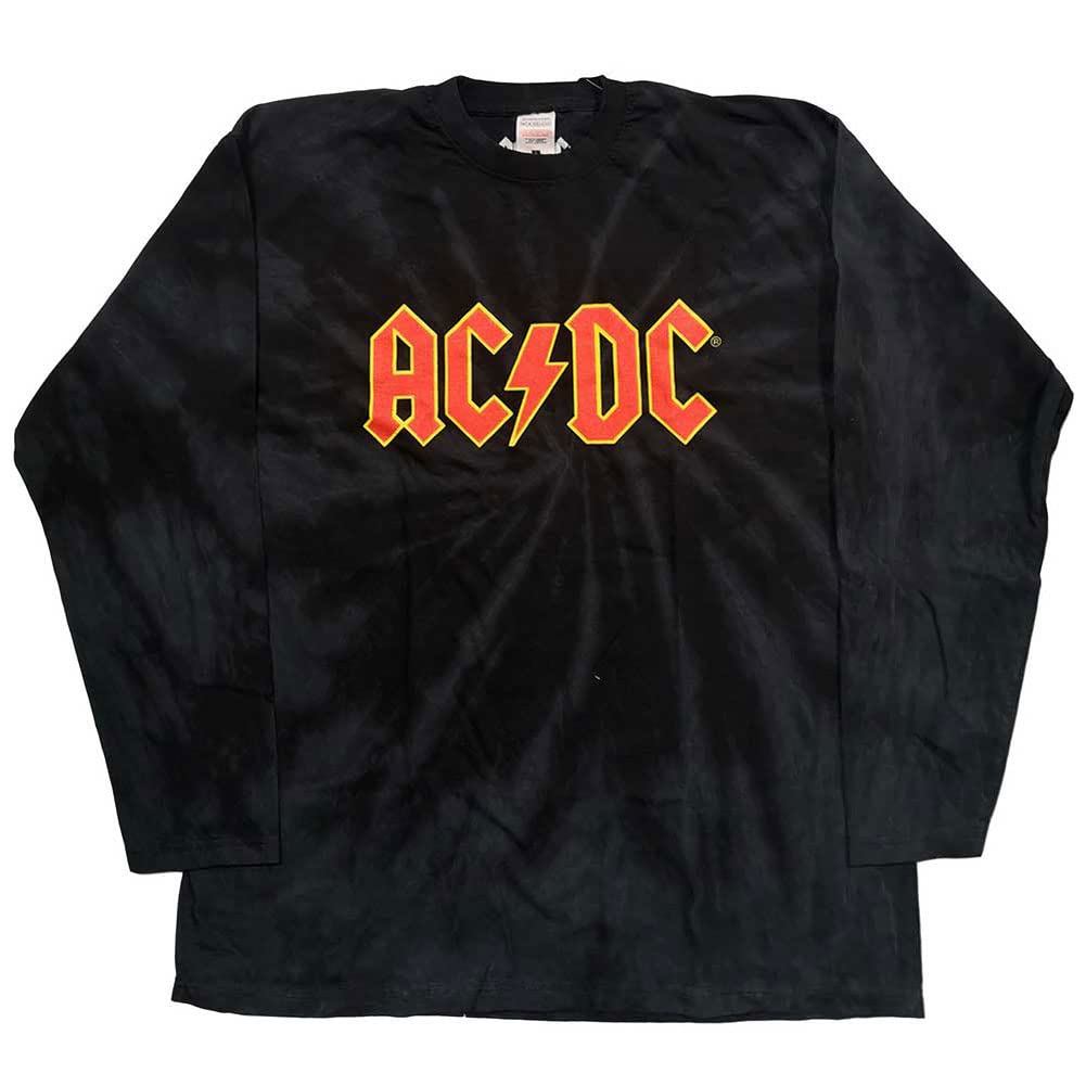 AC/DC Official Band Logo Unisex Long Sleeve T-Shirt - Dip Dye Black Cotton Tee for Concerts, Gifts & Rock Music Fans