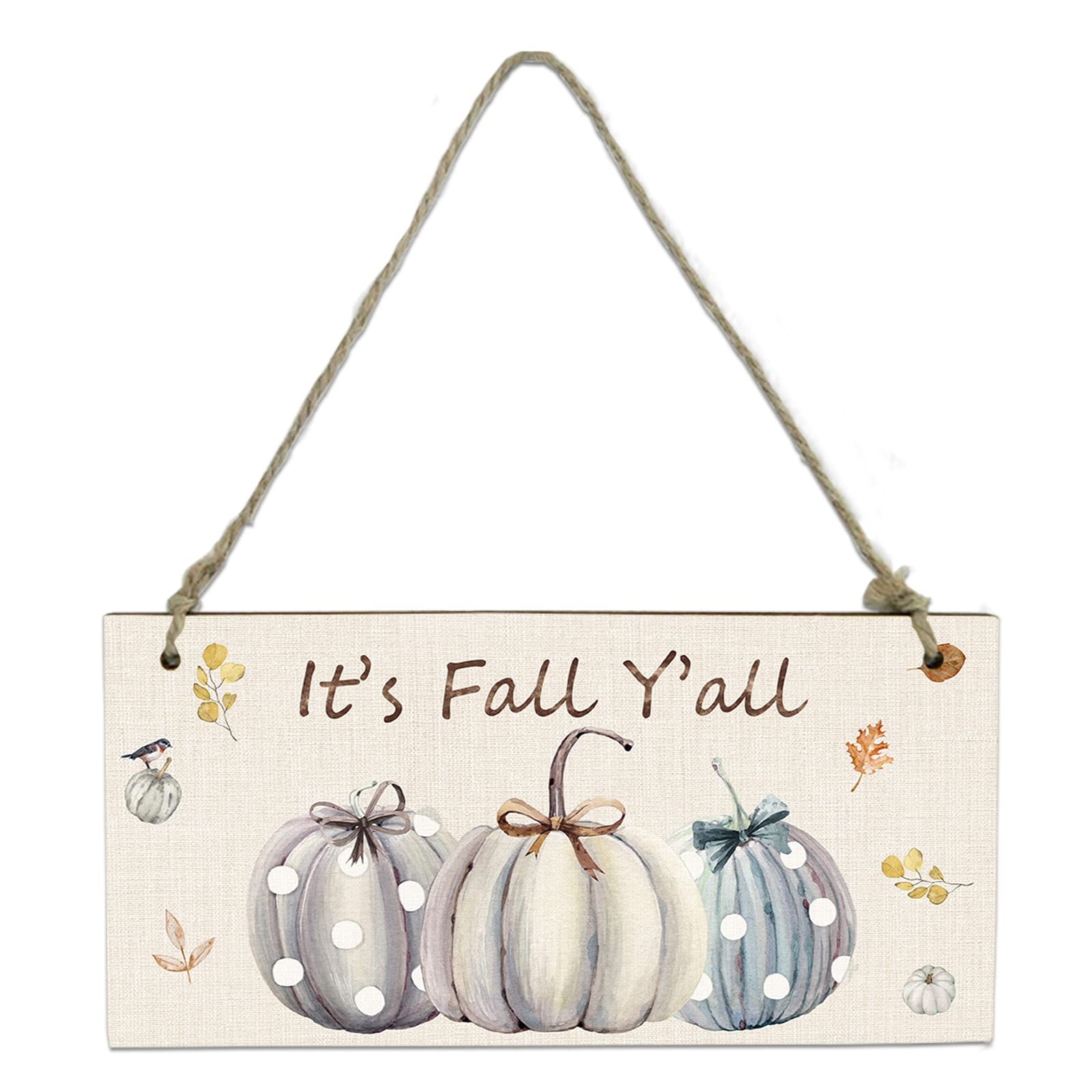 Rustic Gray Pumpkin Wood Plaque Sign - Farmhouse Fall Decor with Ropes for Porch, Wall or Door - 8x4 Inch Thanksgiving Wooden Hanging Sign for Home, Autumn & Holiday Season Decorations