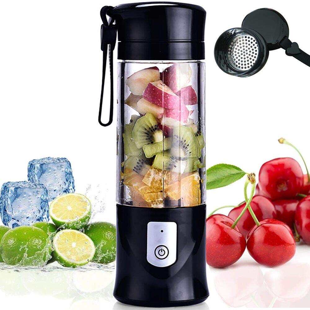 Portable USB Rechargeable Blender - 4000mAh Powerful Motor with 6 Stainless Steel Blades, 13oz Travel Juice Cup for Smoothies, Baby Food & Protein Shakes - Perfect for Gym, Office & Outdoor Activities (Black)