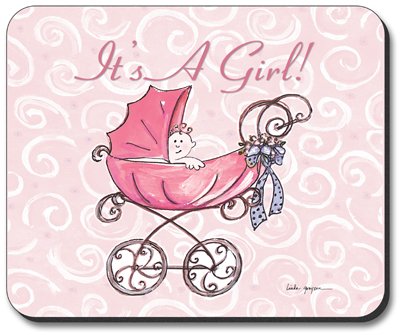Art Plates It's A Girl - Carriage Mouse Pad | Cute Baby Shower Gift for Girls, Nursery Decor | Perfect for Office, Home & Computer Use