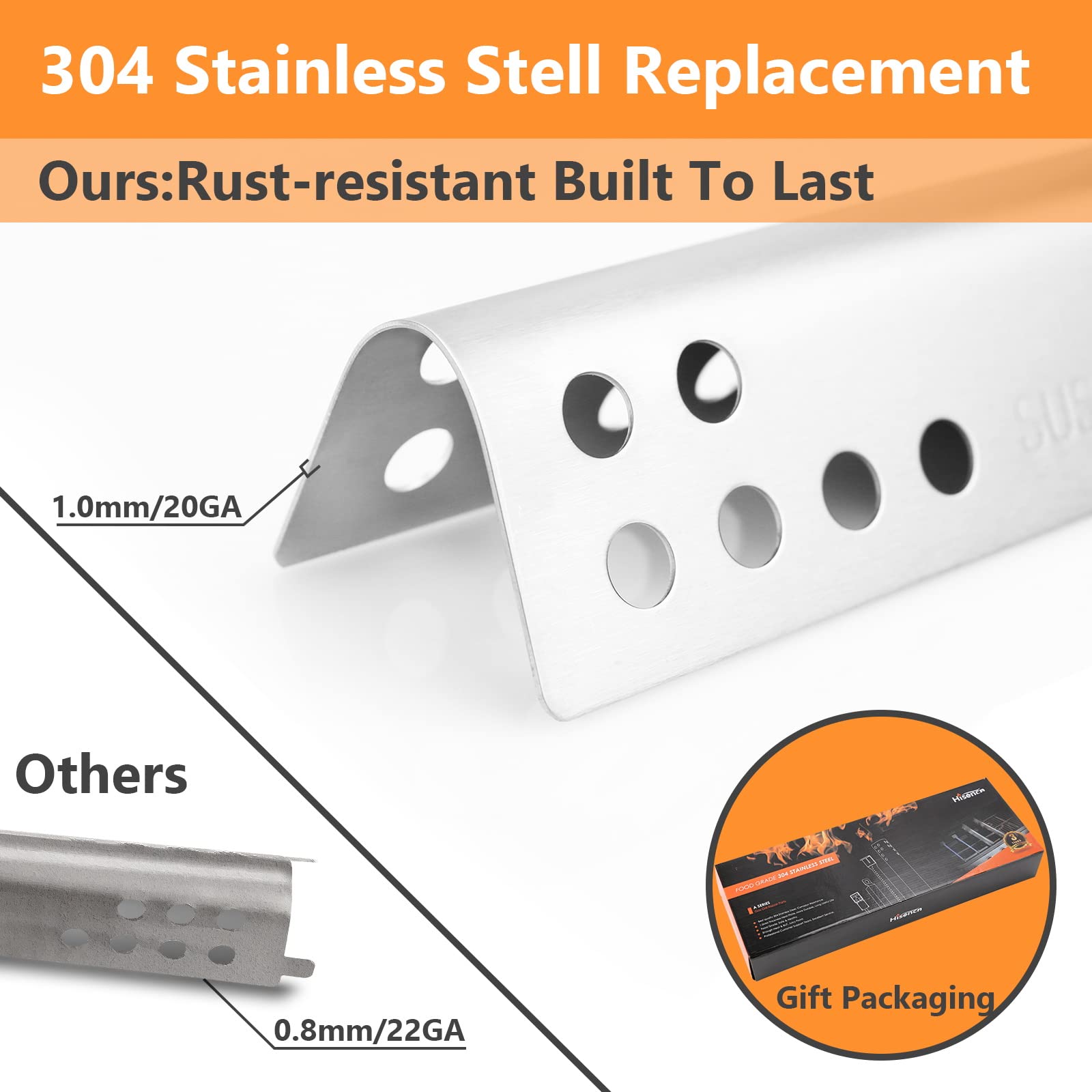 Hisencn 304 Stainless Steel Grill Replacement Parts for Charbroil Performance 5 Burner (Models 463347519, 463347518, 463347017) - Compatible with G470-5200-W1 Burner & G470-0004-W1A Heat Plates - Durable Cooking Grates for Outdoor BBQ, Camping & Backyard Parties