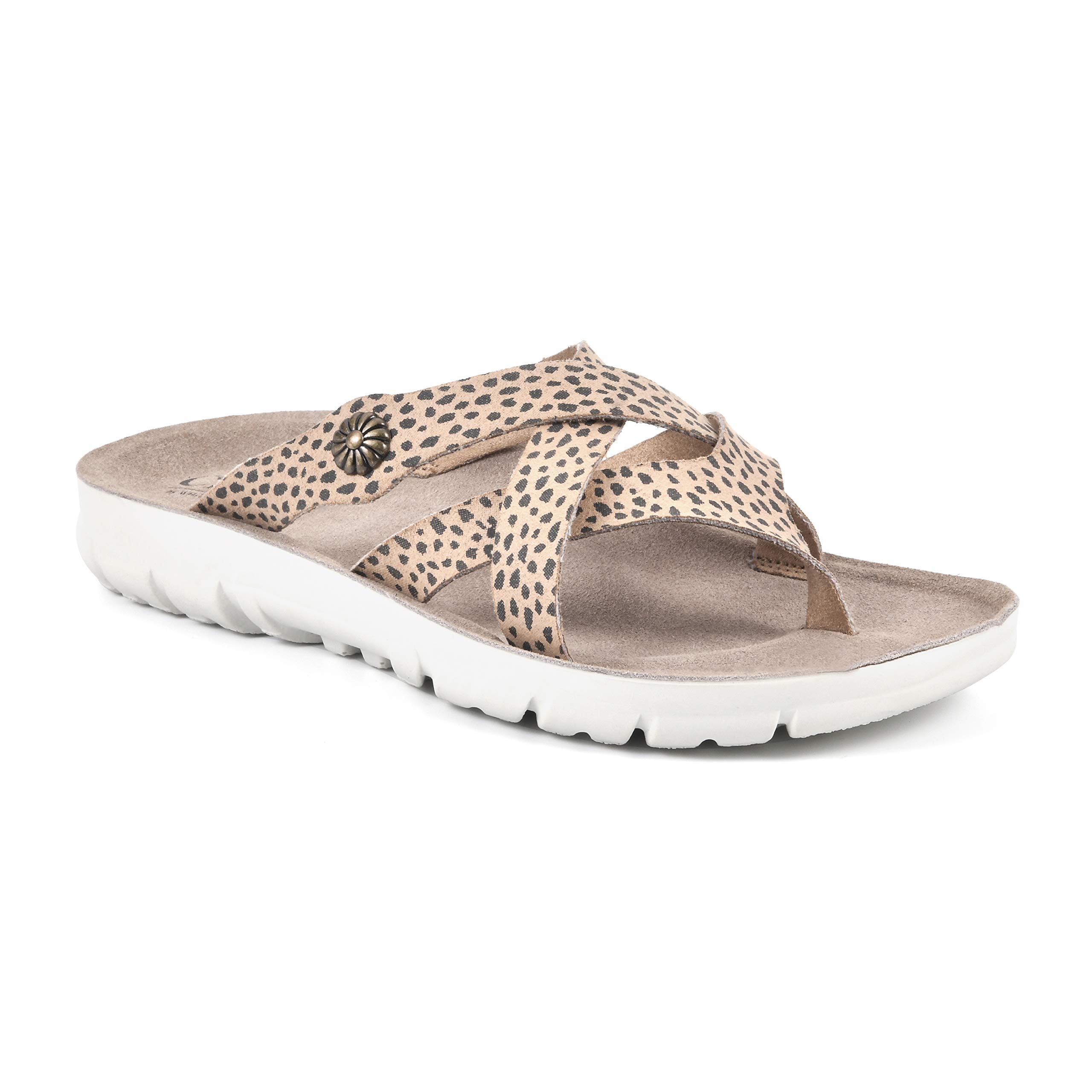 White Mountain Women's Banksy Flat Sandal - Comfortable for Walking & Travel