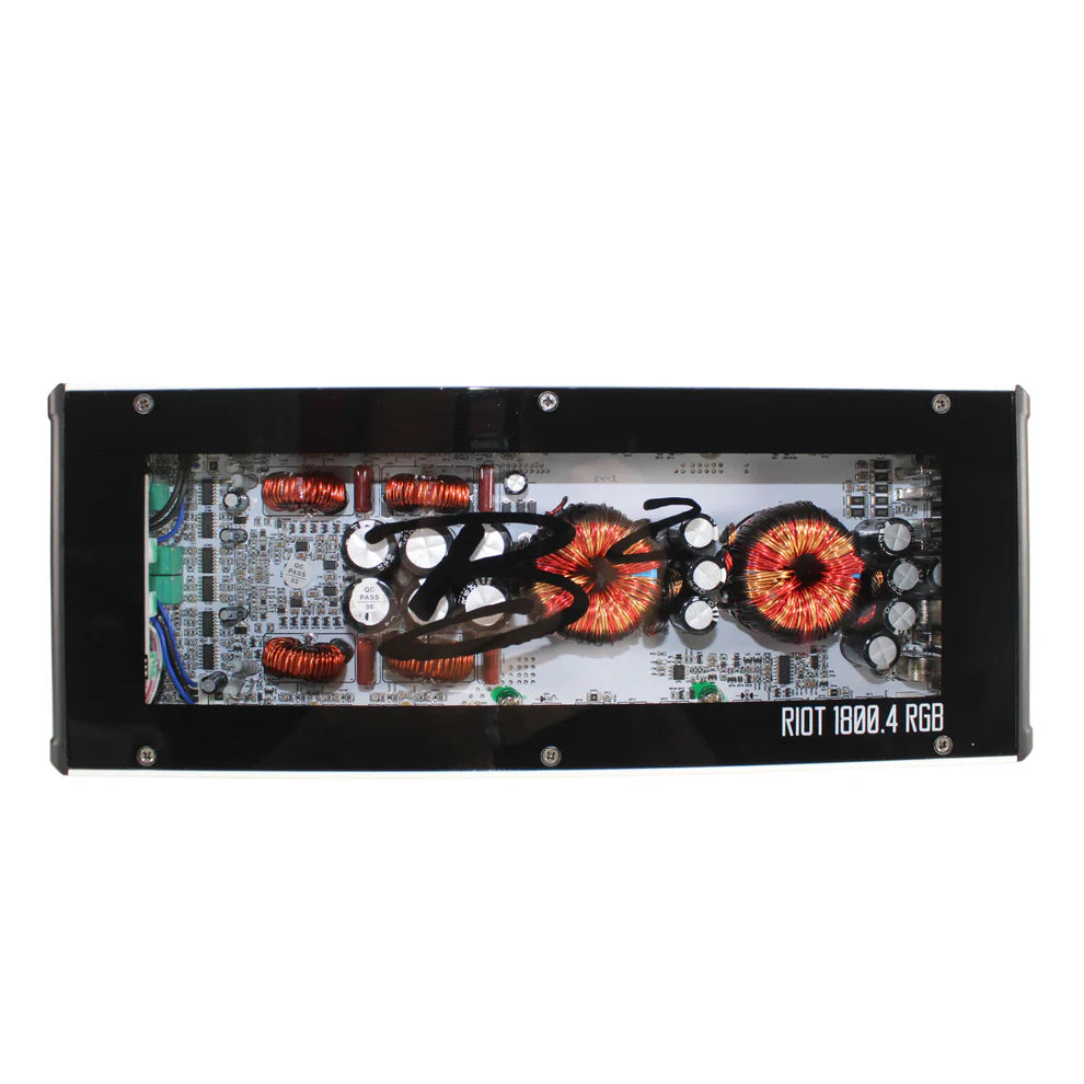 B2 Audio RIOT 1800W 2 Ohm Class D 4 Channel Car Amplifier with RGB LED Lighting - Powerful Car Audio System for Enhanced Sound Quality in Vehicles