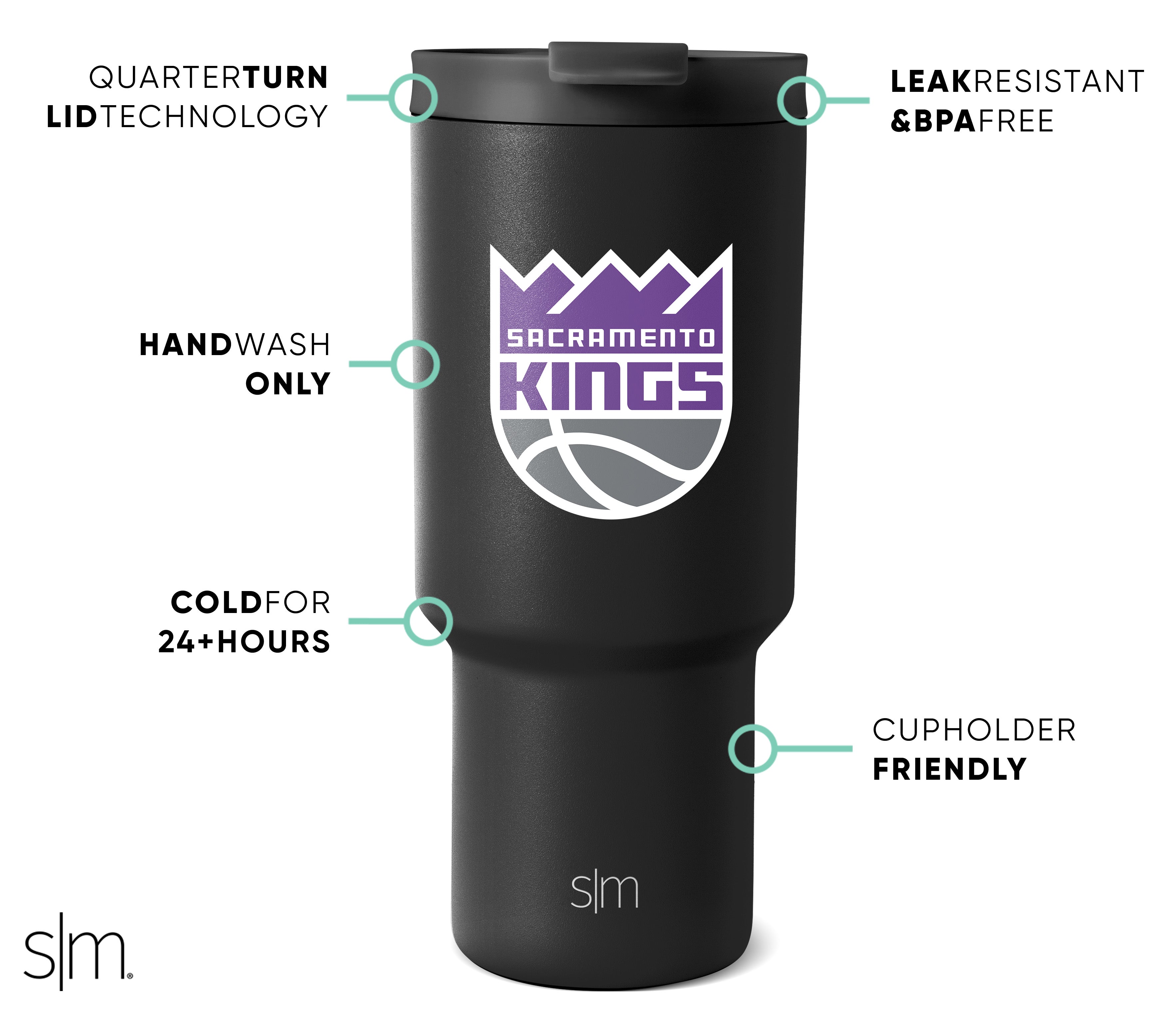 NBA Trek Insulated Tumbler with Flip Lid - 20oz Stainless Steel Water Bottle for Basketball Fans, Gym, Office & Outdoor Activities