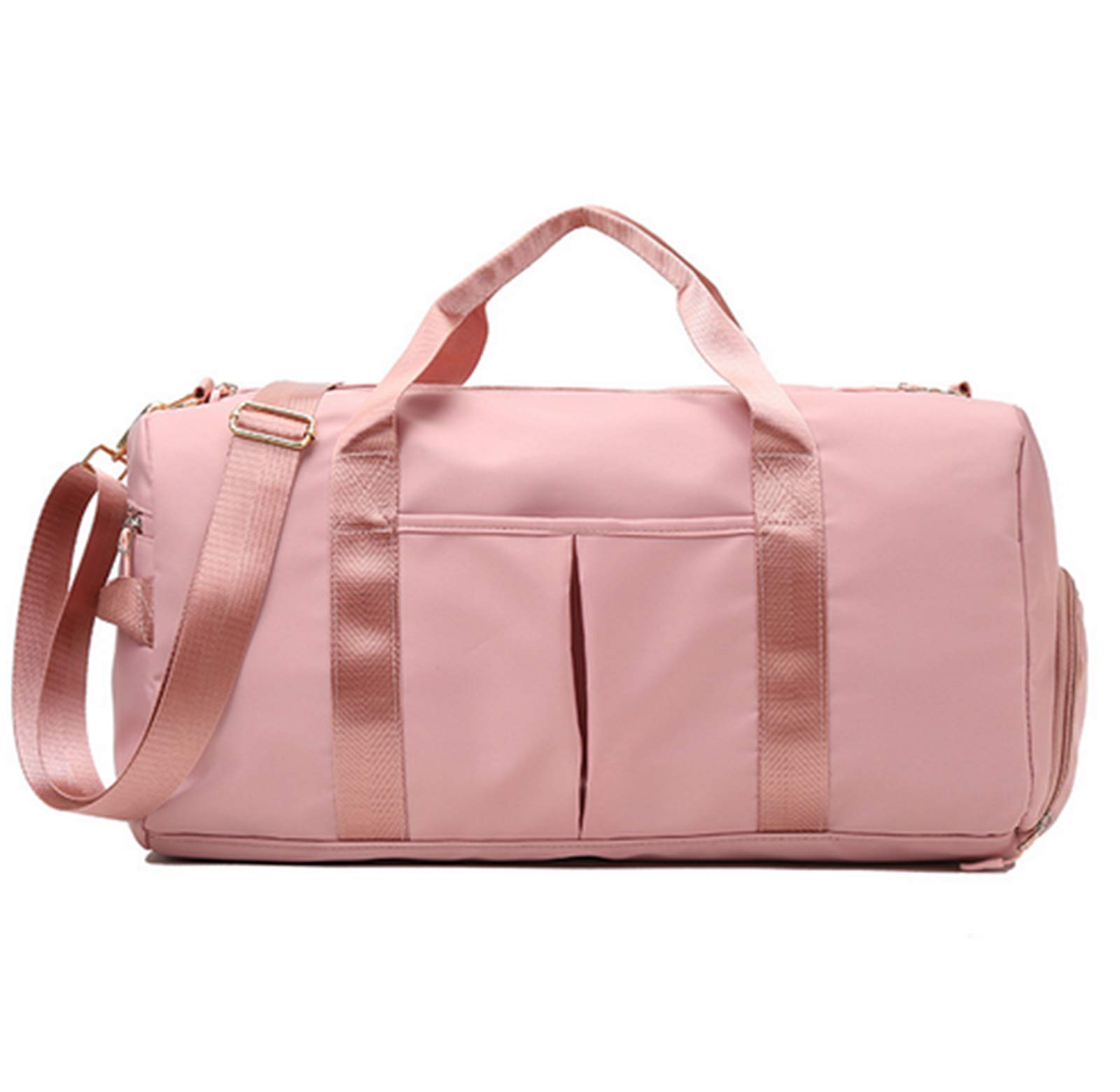 Waterproof Gym Bag for Men & Women - Sports Duffel with Wet/Dry Compartments, Shoe Pocket - Ideal for Travel, Swim, Yoga & Training (Pink)