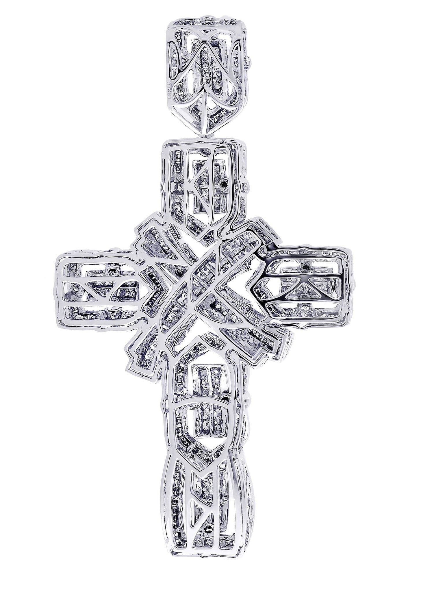 14K White Gold Diamond Cross Pendant - 4.33 Carats, 26.89 Grams - Elegant Religious Jewelry for Women, Perfect for Baptism, Confirmation & Special Occasions