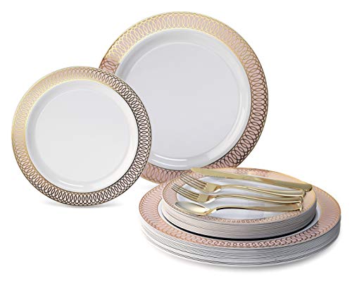 C. Venice White / Blush/Peach & Gold, Gold Silverware