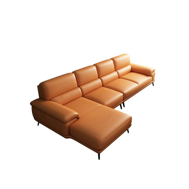 Modern Leather Cushion Back Modular Sofa Set - Pillow Top Arm Sofa for Living Room, Lounge & Home Theater - Comfortable Sectional Couch for Relaxing & Entertaining