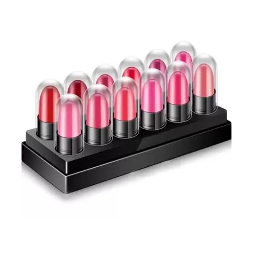 Mini Pocket Matte Lipstick Set - 12 Vibrant Shades (Red, Magenta, Mauve, Purple, Peach, Cherry, Nude, Maroon, Brown, Pink, Orange, Chocolate) 18g | Long-Lasting Matte Finish, Perfect for Everyday Wear, Parties & Special Occasions