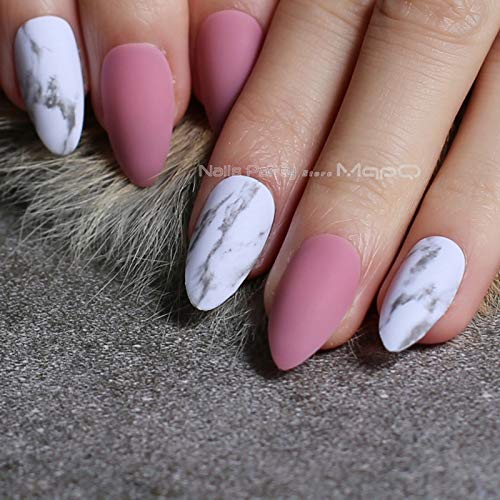 False Nails Set - 50pcs Round Shape Press On Nails Kit with Clear, Natural, Black & White Colors - Perfect for Gel Nail Practice, Display & DIY Manicure at Home or Salon