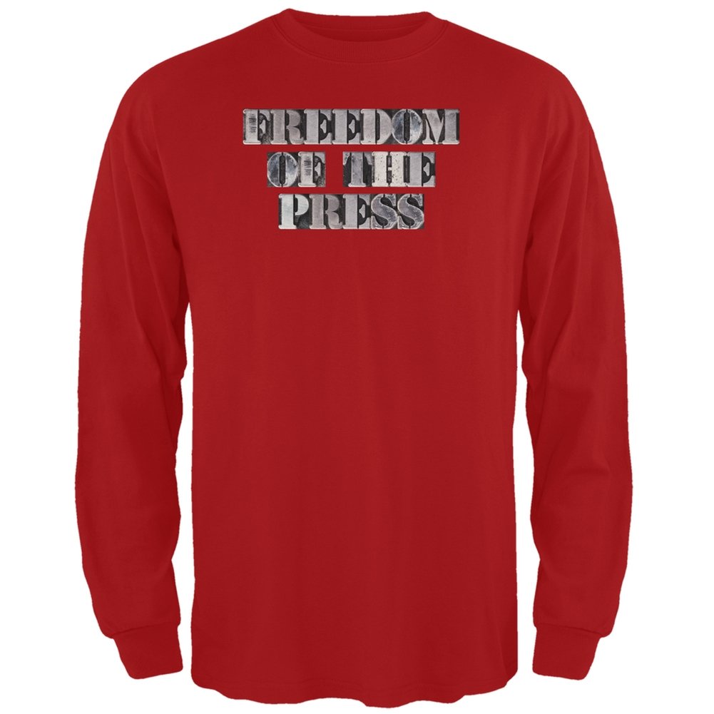 Freedom of The Press Red Adult Long Sleeve T-Shirt - Patriotic Political Statement Tee for Men & Women - Perfect for Protests, Rallies & Everyday Wear
