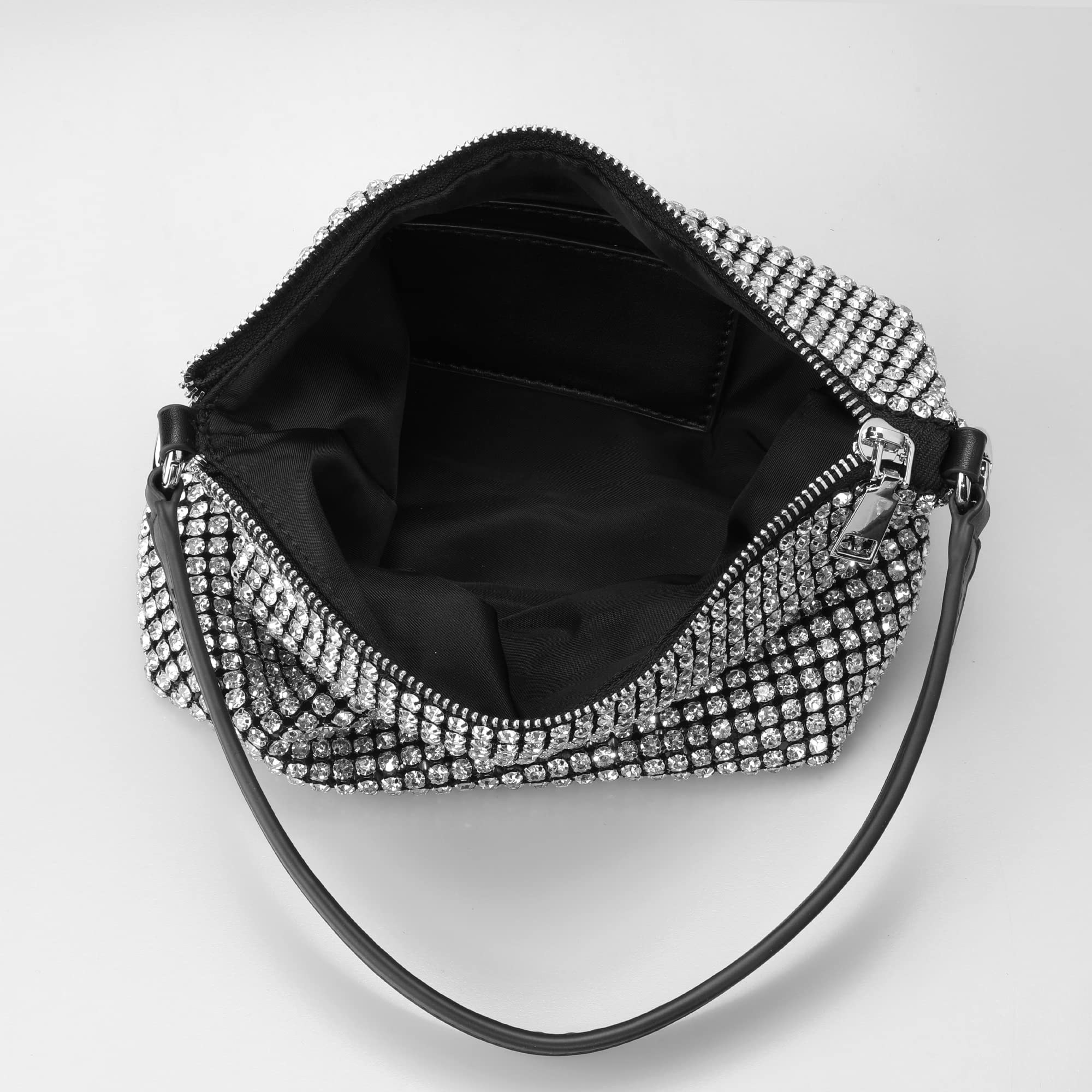 Sparkly Rhinestone Evening Purse for Women - Elegant Silver Clutch Bag for Parties, Weddings & Special Events