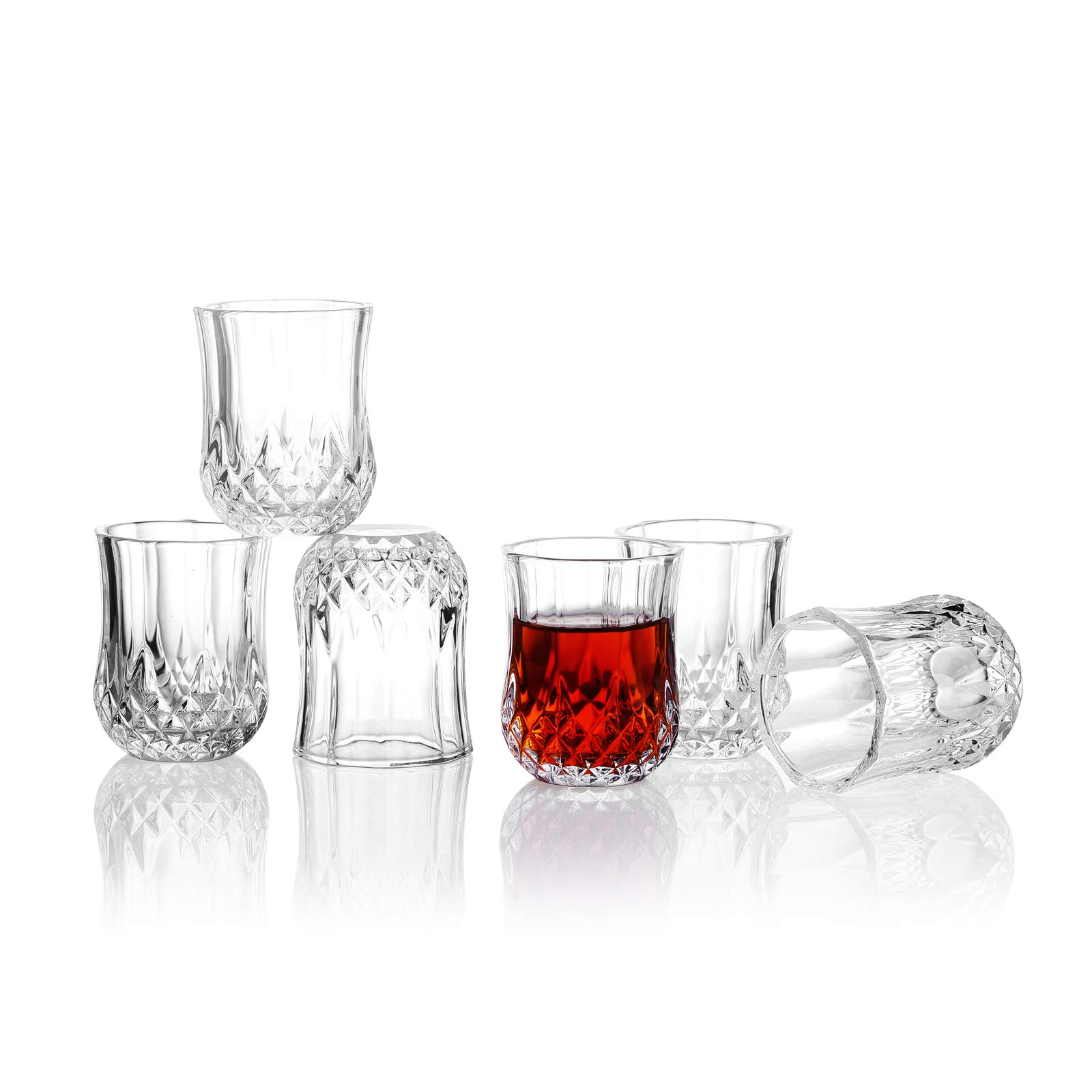 1.75oz Mini Shot Glass Set of 6 - Clear Tasting Glasses for Whiskey, Tequila & Liquor - Perfect for Parties, Bars & Home Use