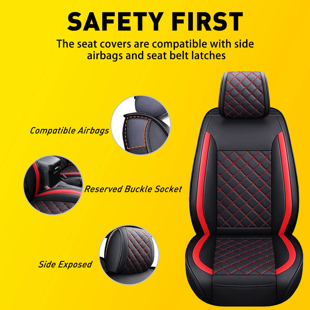 Premium 5-Piece Leather Car Seat Covers Set - Perfect Fit for 2007-2023 Toyota Tacoma Crew Cab | Waterproof & Durable Protection for Daily Commute, Road Trips & Off-Road Adventures