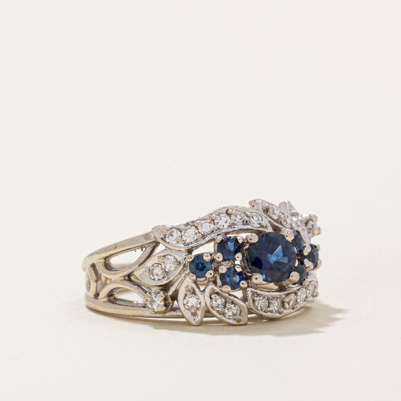 Exquisite 0.60ctw Sapphire & Diamond Cocktail Ring - 0.12ctw Diamonds - Size 6.5 - Elegant Jewelry for Evening Parties & Special Occasions