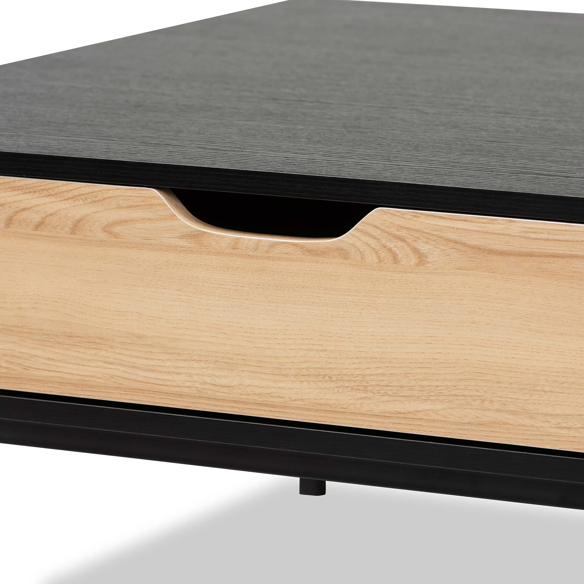 Baxton Studio Haben Coffee Table - Solid Oak Wood with Brown/Black Finish - Modern Living Room Furniture for Home & Office Decor