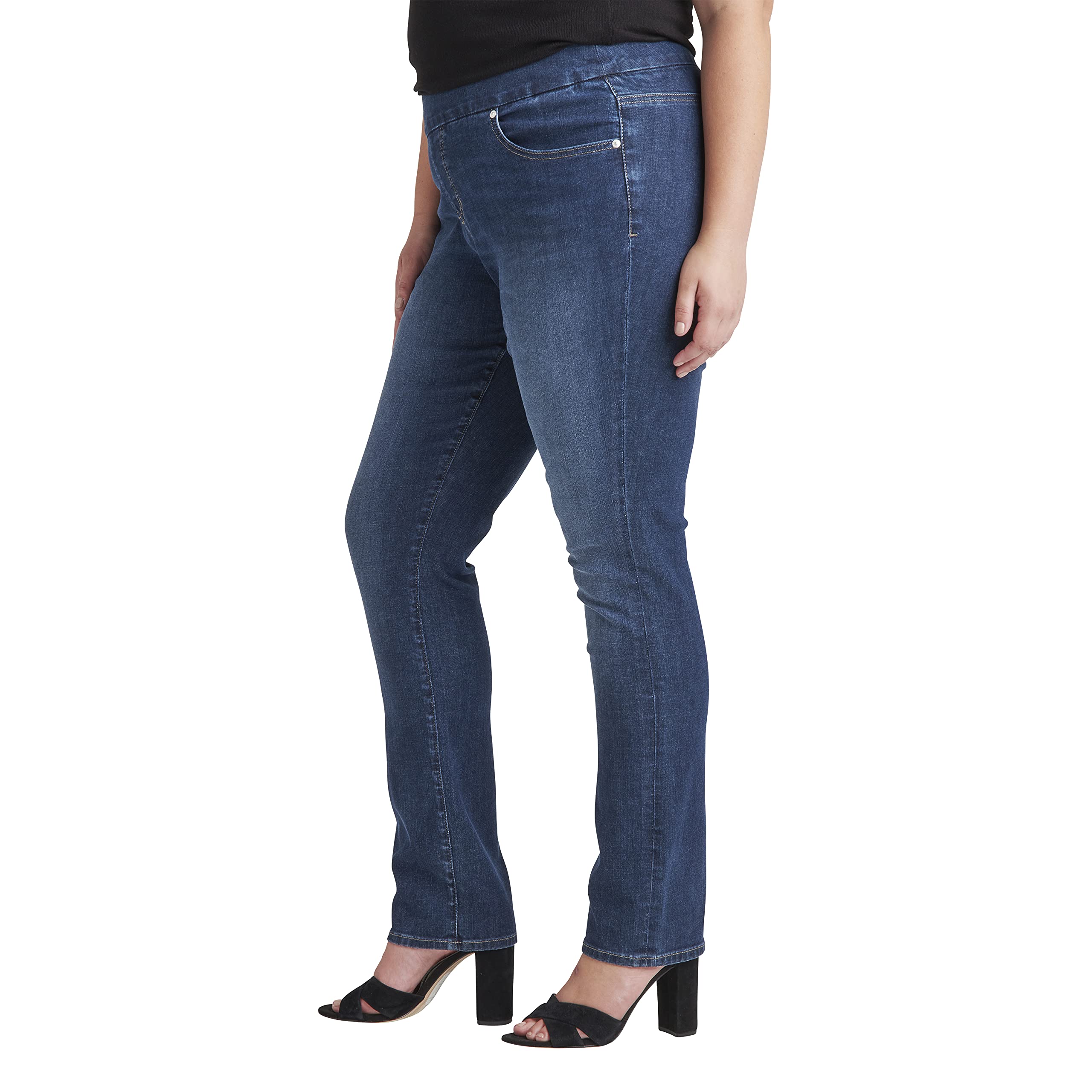 JAG Jeans for Women - Peri Mid Rise Straight Leg Pull-On Stretch Denim Pants | Comfortable & Stylish for Casual Wear, Office, and Everyday Outfits