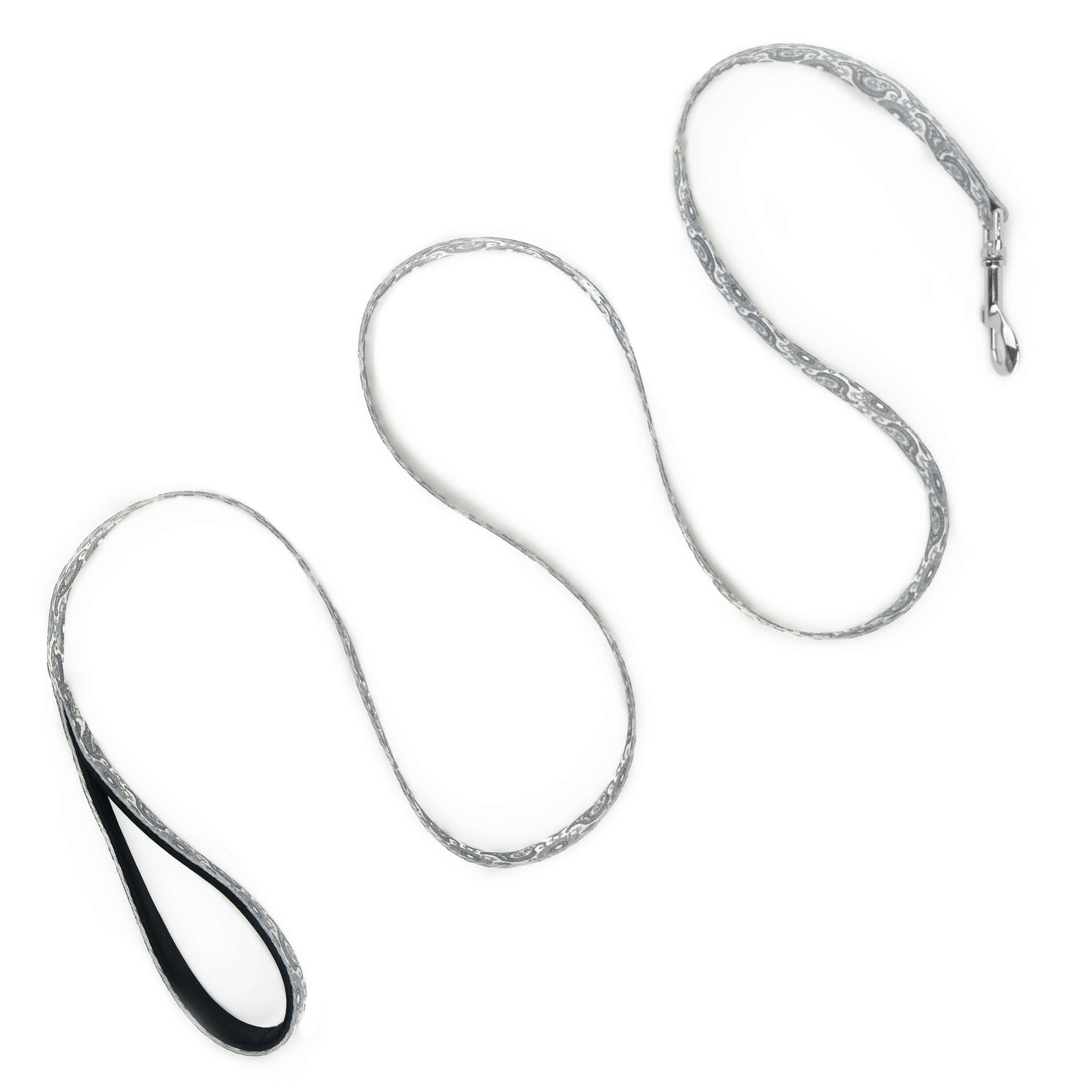 6 Foot Grey Paisley Designer Dog Leash - Durable & Stylish for Walking, Training, and Outdoor Adventures with Your Pet