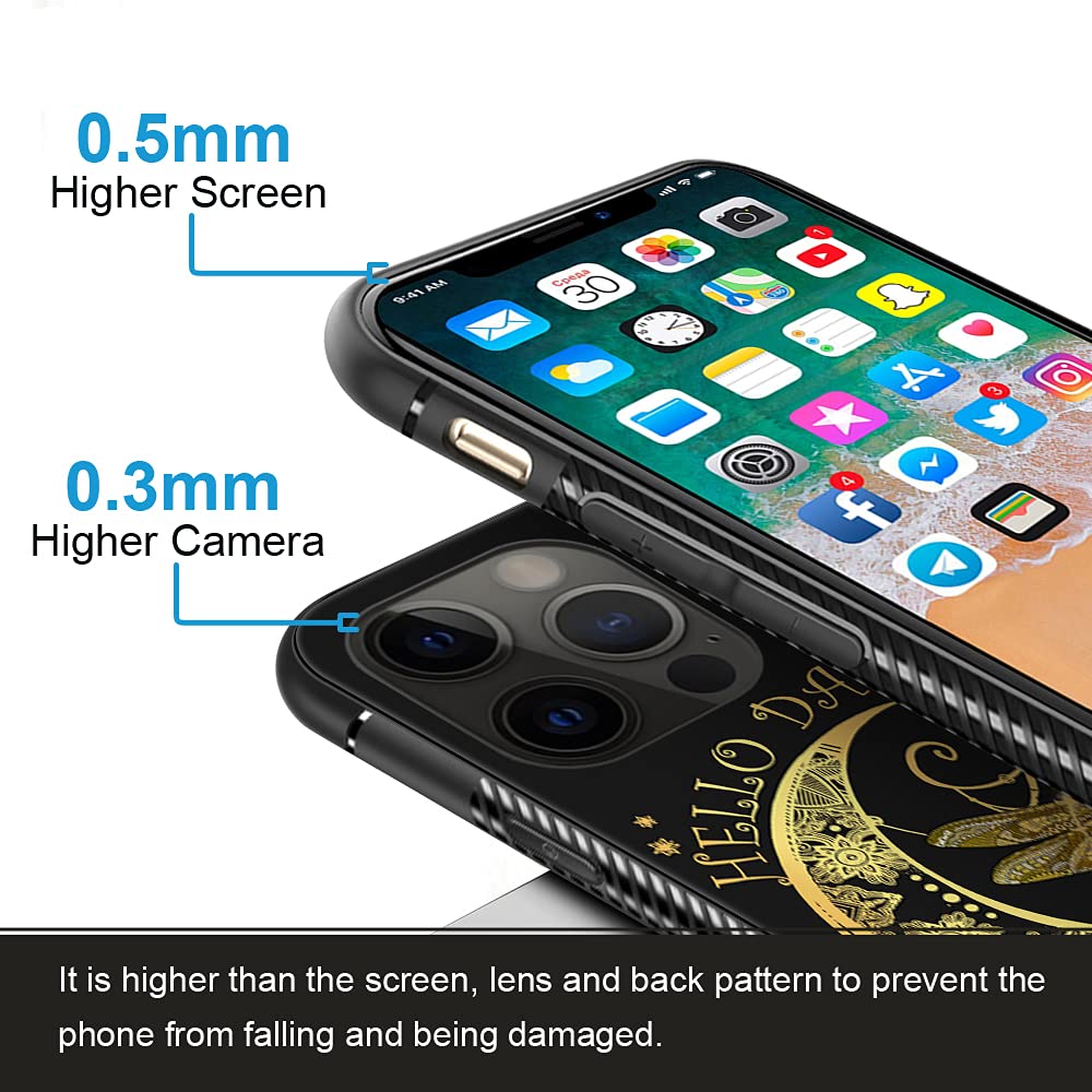 Compatible iPhone 11 Pro Max Case - Moon Dragonfly Pattern Hard PC Back & Soft TPU Bumper Protective Cover for Women | 6.5 Inch Shockproof Non-Slip Phone Case | Perfect for Outdoor Activities, Travel & Daily Use