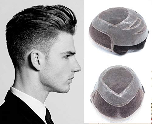 Premium Men's Hair Replacement System - Natural Hairline Toupee with French Lace Front & Mono Center | Durable Real Human Hairpieces for Men (#320) | Perfect for Daily Wear, Special Occasions & Hair Loss Solutions