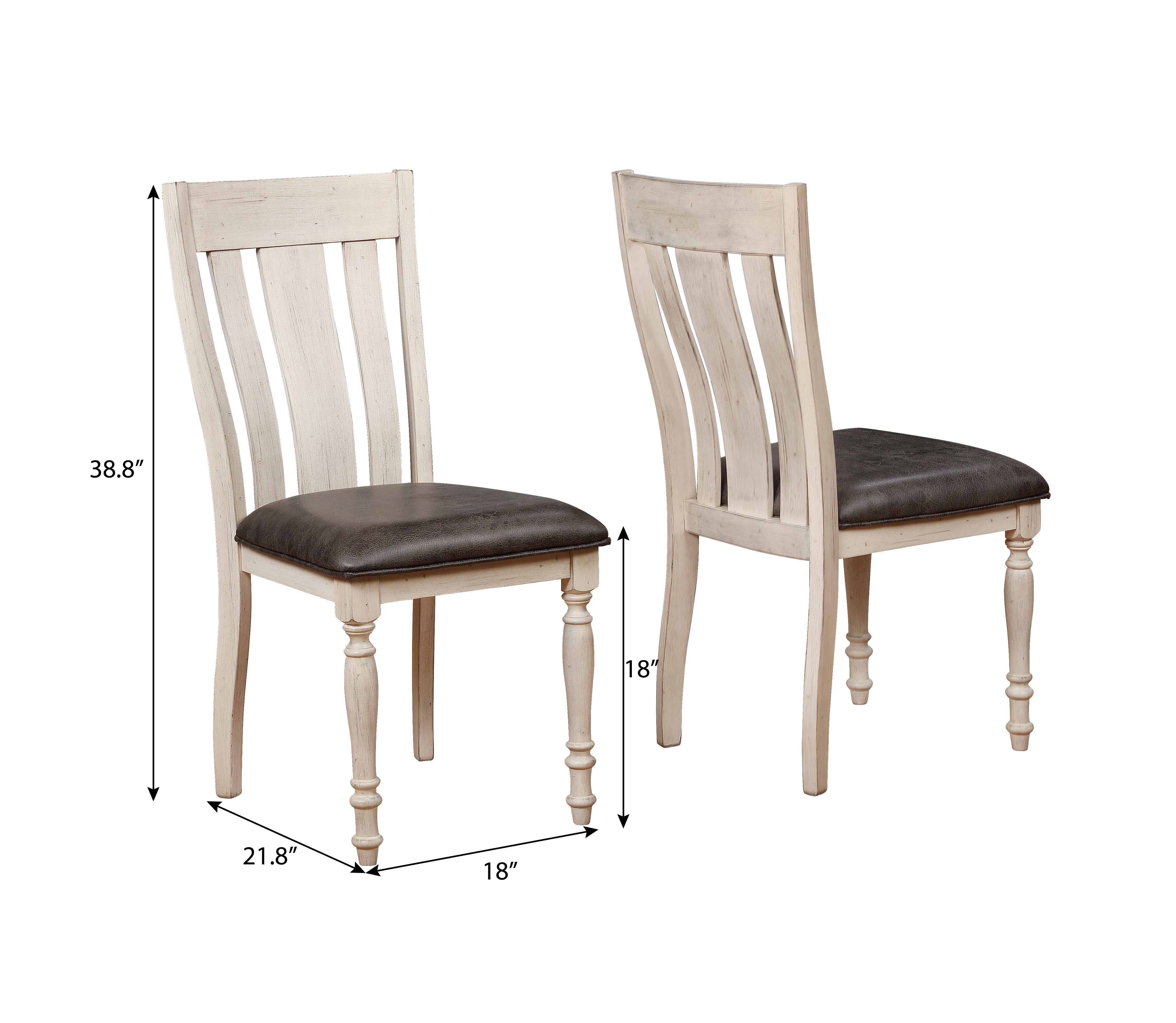 Roundhill Furniture Arch Turned Leg Dining Chairs Set of 2 - Weathered Oak Finish - Perfect for Kitchen, Dining Room & Breakfast Nook - Sturdy Wooden Chairs with Elegant Design