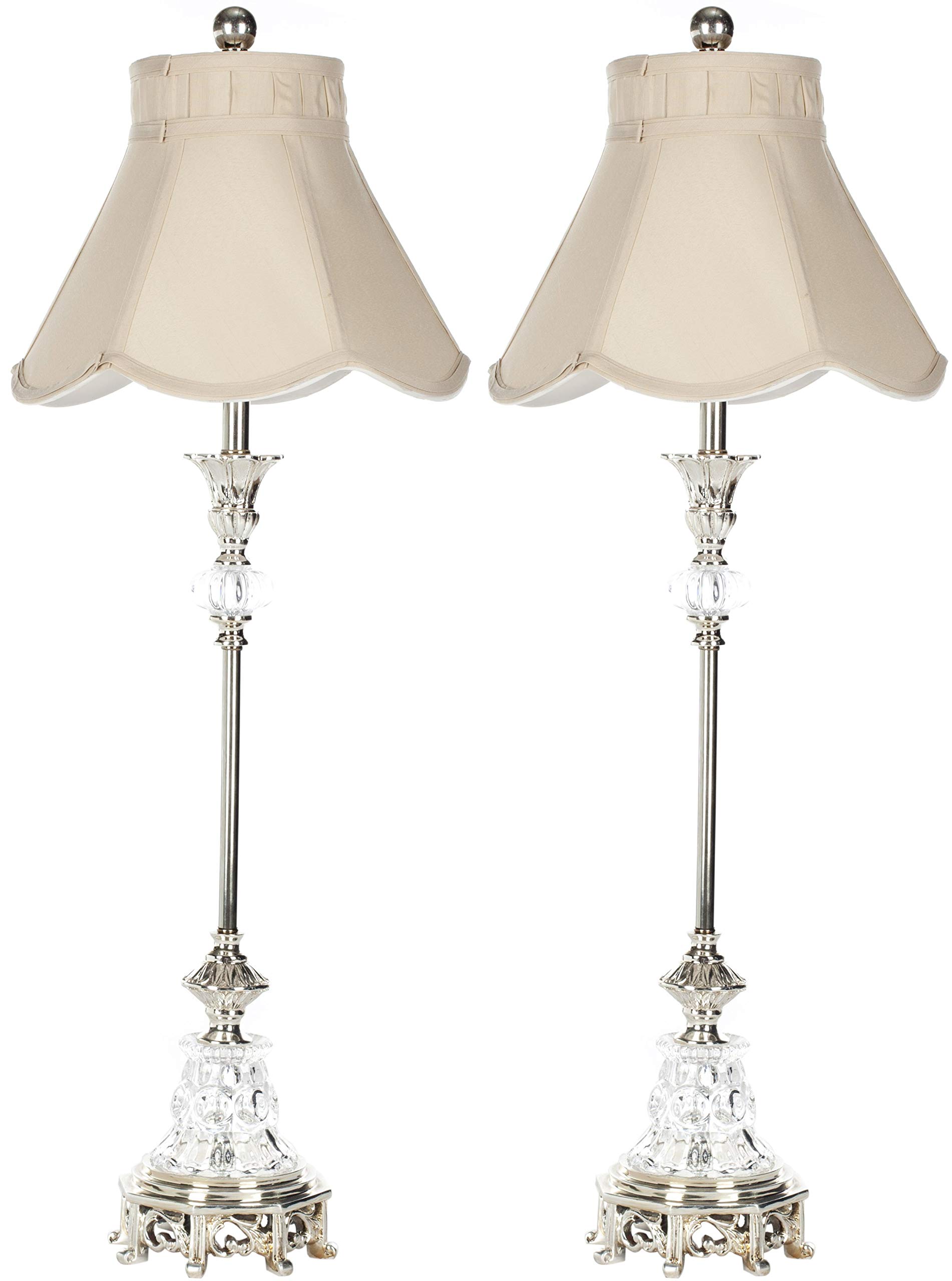 SAFAVIEH Arianna Shabby Chic Glass Candlestick Table Lamp Set of 2 - 33 Inch Height, LED Bulbs Included - Perfect for Bedroom, Living Room, Home Office & Nightstand Decor