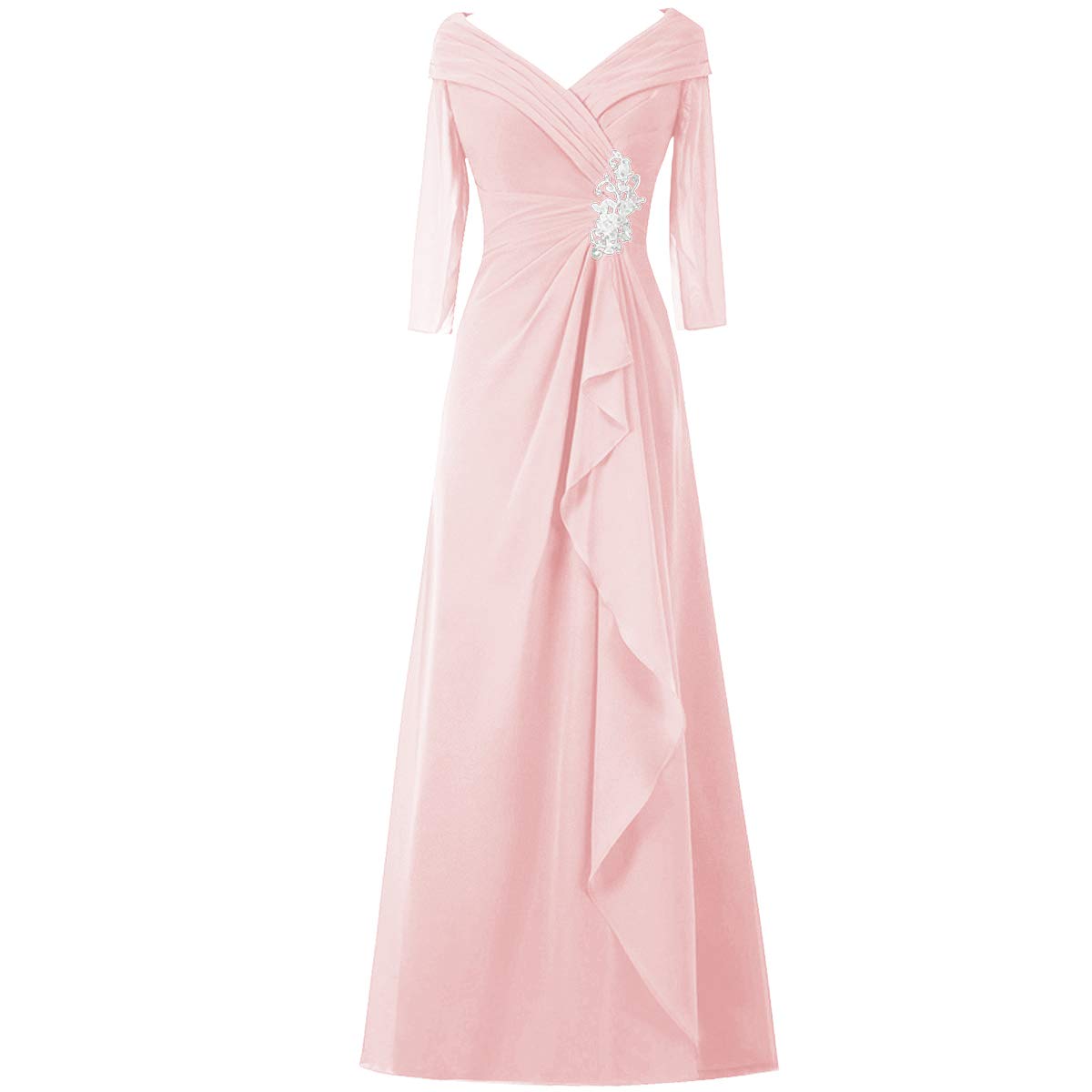 Elegant Chiffon Mother of The Bride Dresses | Lace Wedding Guest Evening Gowns for Women | Half Sleeve Formal Attire for Weddings, Receptions & Special Occasions