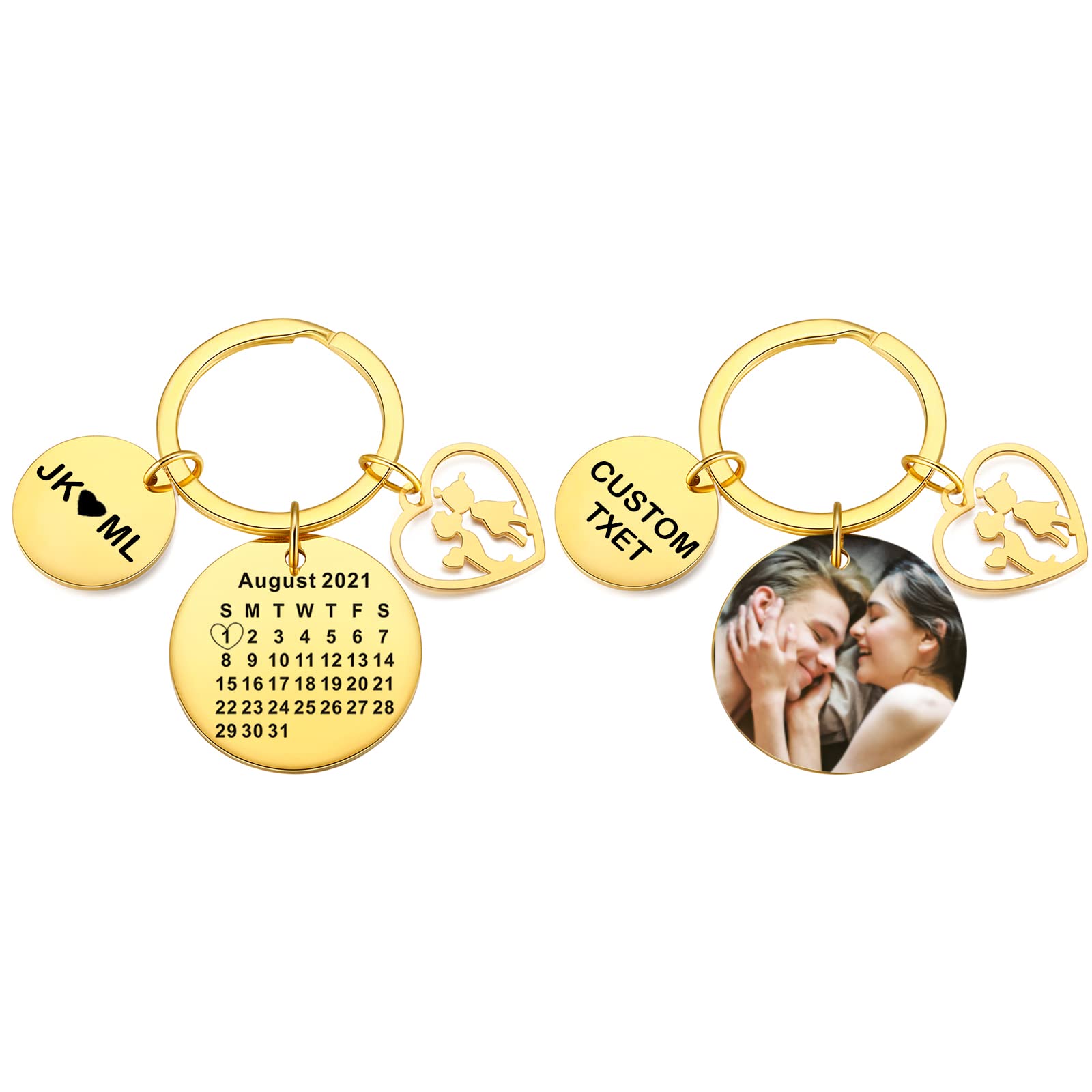 Custom Photo Keychain - Personalized Couple Keyring for Boyfriend, Husband & Wedding - Romantic Birthday Gifts for Women & Anniversary Presents - Perfect for Valentine's Day, Christmas & Special Occasions