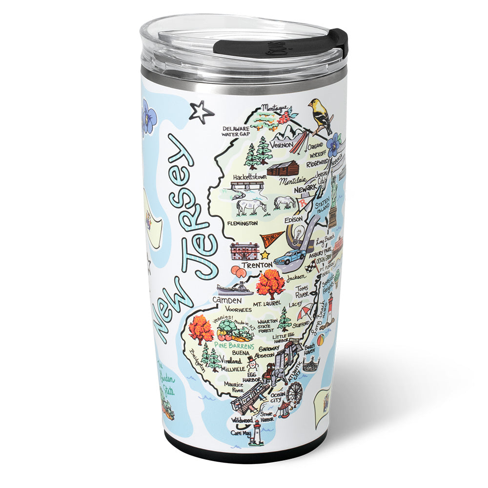 Premium 22oz New Jersey Tumbler - Insulated Stainless Steel Travel Mug with Lid & Straw - Perfect for Coffee, Tea & Cold Drinks at Home, Office or Gym
