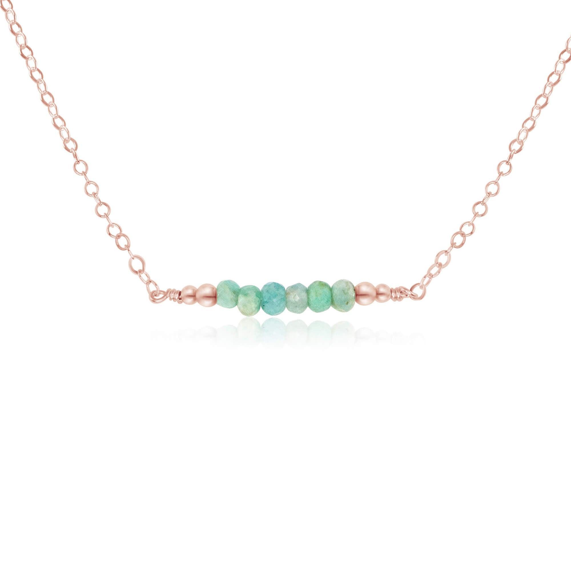 Sparkling Green Amazonite Faceted Bead Bar Necklace for Women | Healing Crystal Jewelry | Boho Chic Accessory for Meditation, Yoga & Spiritual Gifts