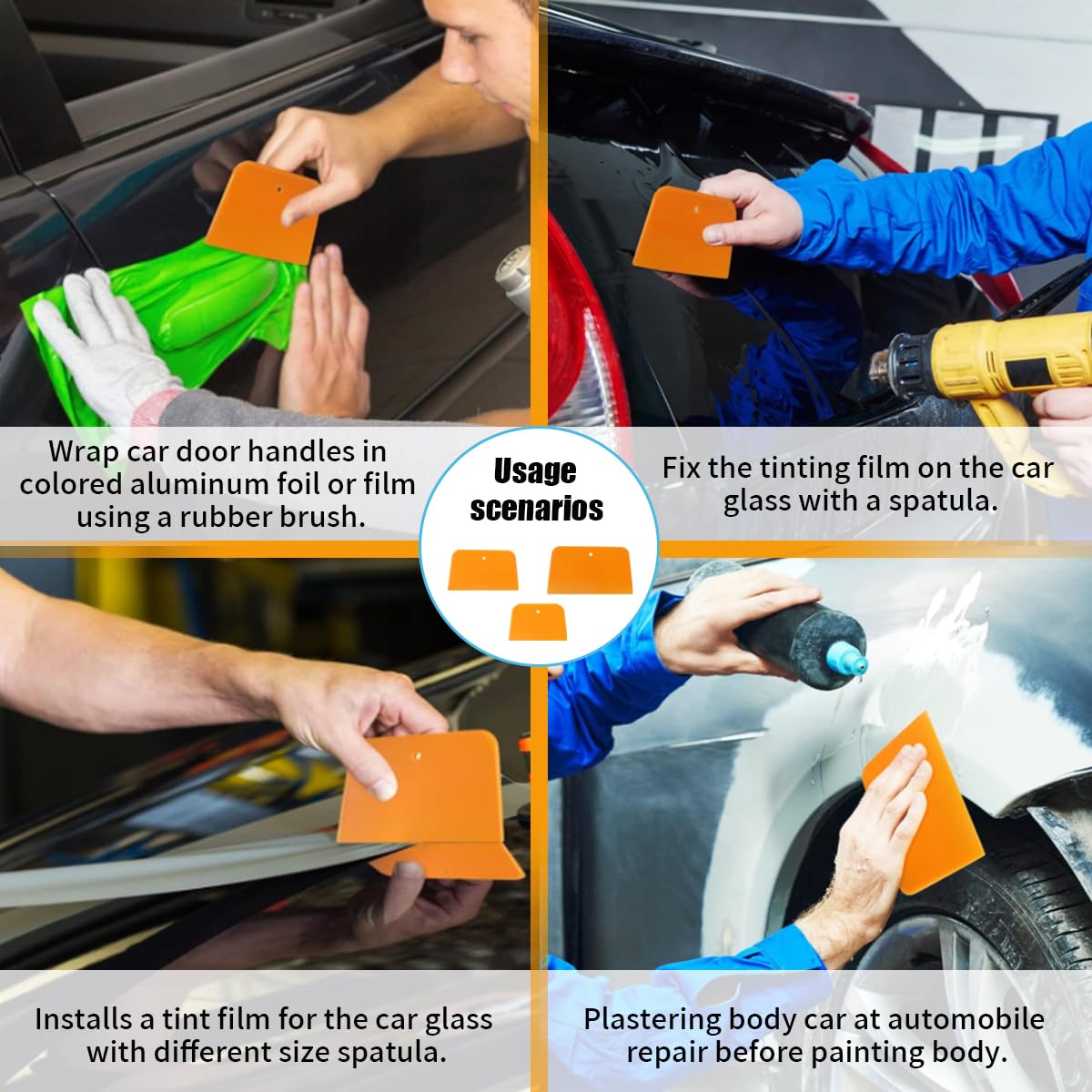 Premium Car Body Filler Spreaders Set - 4, 5 & 6 Inch Reusable Hard Plastic Automotive Putty Knives for Body Fillers, Glazes, Caulks & Paint Application (15 Pack) - Ideal for Auto Body Repair, DIY Projects & Professional Use
