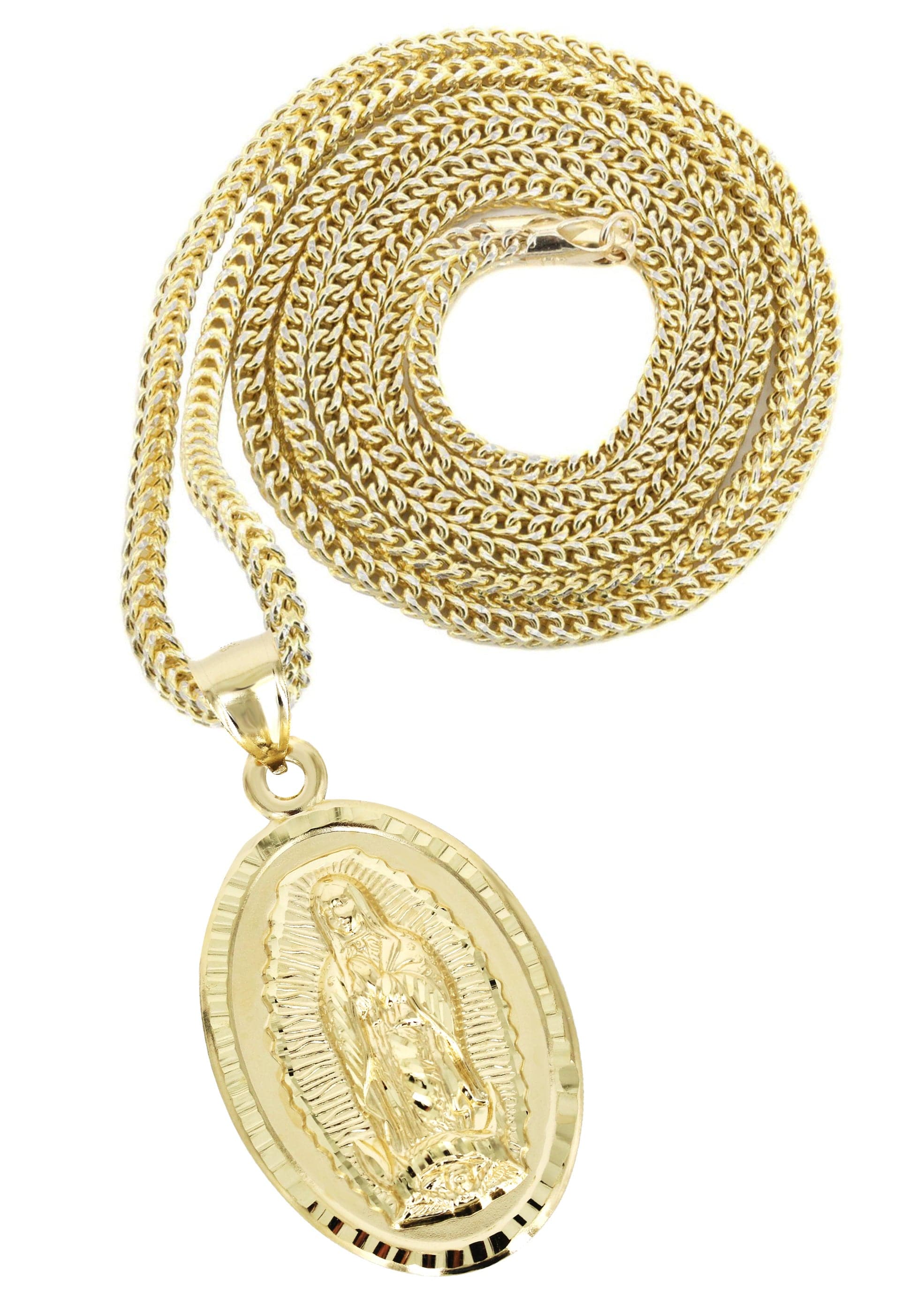 10K Yellow Gold Virgin Mary Pendant Necklace for Women - 15 Grams | Religious Jewelry Gift for Baptism, First Communion & Everyday Wear