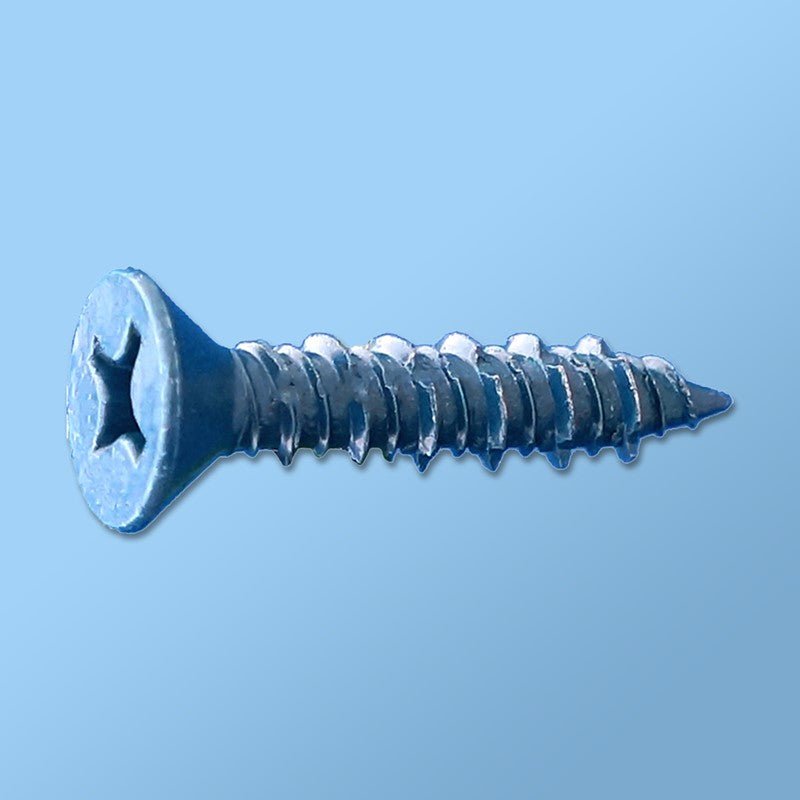 Blue Guard Coated #3 Phillips Flat Head Concrete Screws - Heavy Duty Fasteners for Masonry & Concrete Projects - Perfect for Decking, Fencing & Drywall Installation