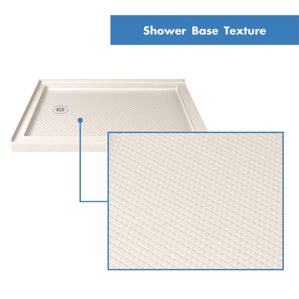 DreamLine Flex 36x48x74.75 Inch Semi-Frameless Pivot Shower Enclosure Kit with SlimLine Base - Modern Bathroom Upgrade for Small Spaces, Easy Installation for Home Renovation
