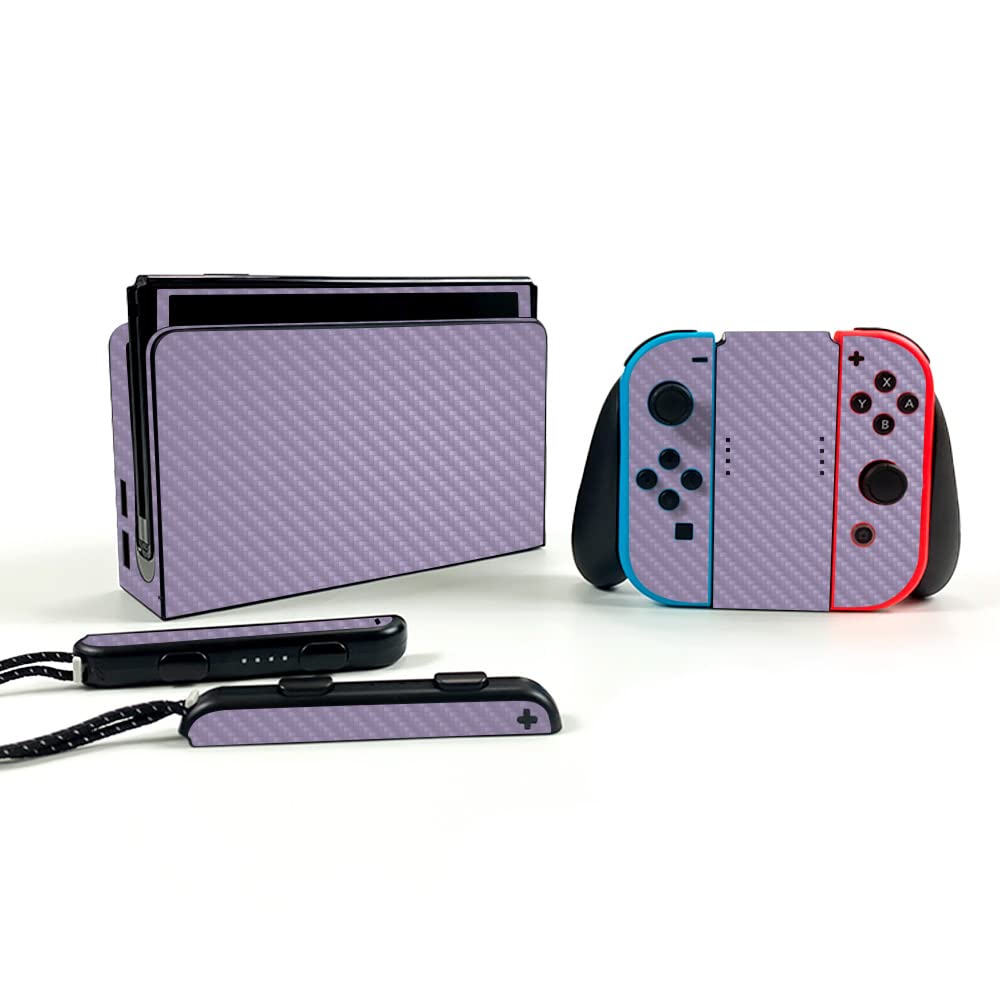 Carbon Fiber Skin for Nintendo Switch OLED - Durable Lavender Cover | Gaming Protection