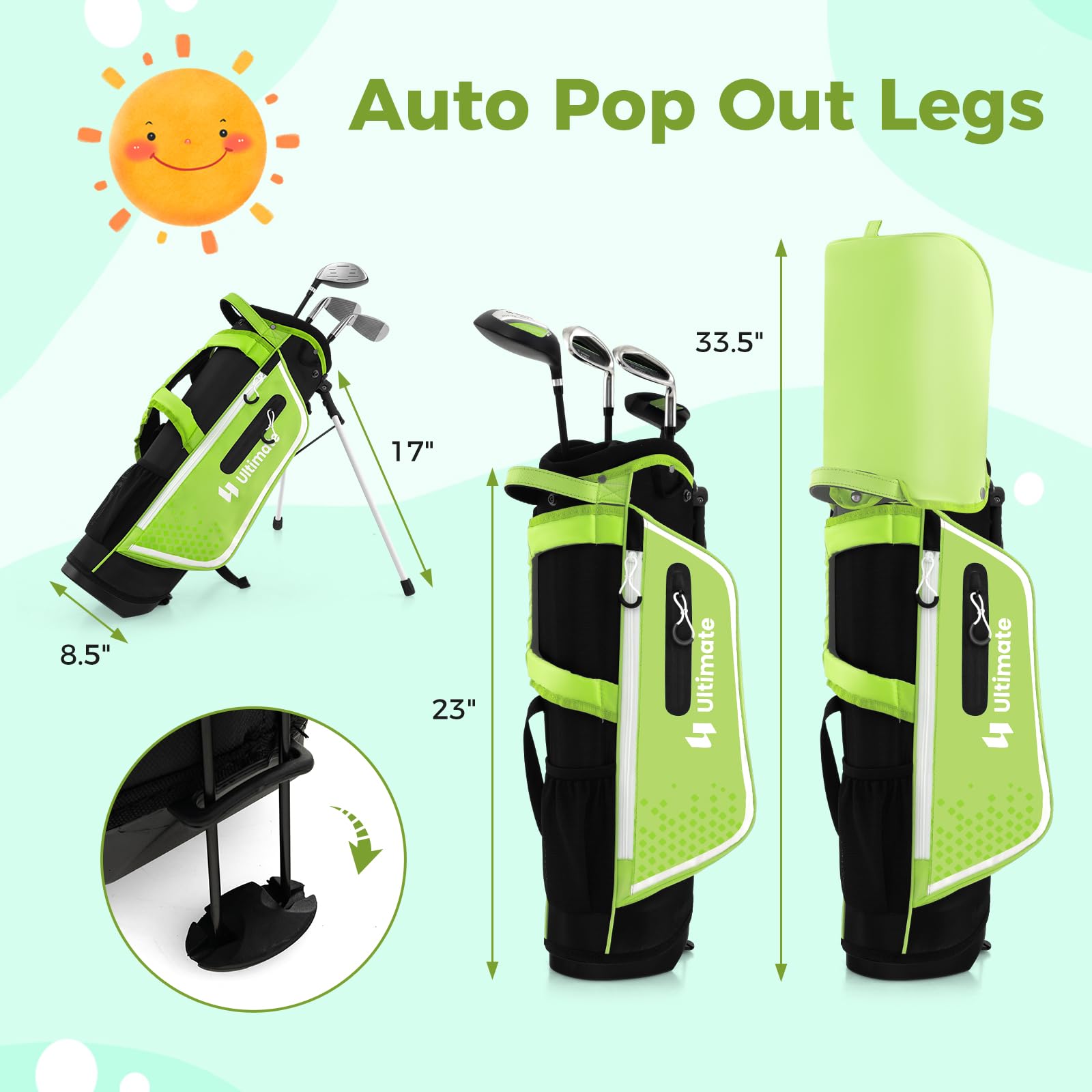**Goplus Junior Complete Golf Club Set for Kids Ages 5-13 - Right Hand Golf Clubs with Stand Bag, Rain Hood - Perfect for Boys & Girls Learning Golf at Home, Driving Range, or Course**