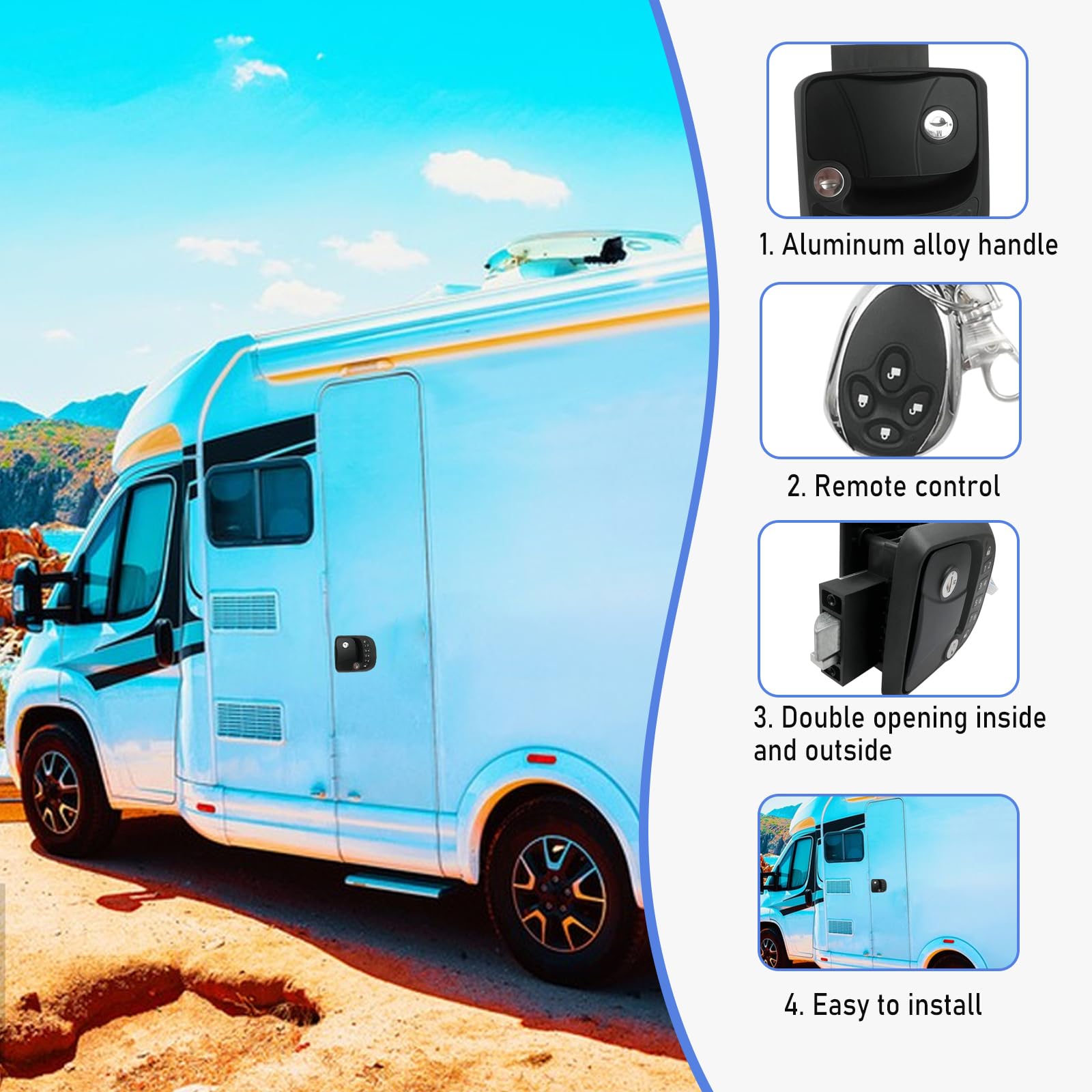 Keyless Entry RV Door Lock with Keypad - Replacement Camper Door Lock with Fobs & 2 Keys for Travel Trailers (Right Handed) | Secure & Convenient Access for Motorhomes, Fifth Wheels & Campers