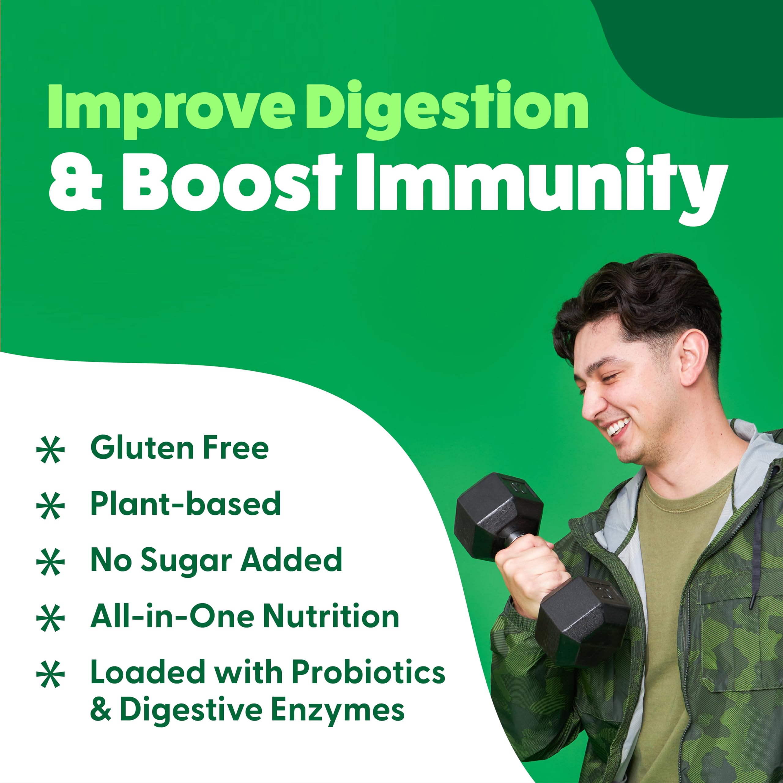 Organic Superfood Greens Powder - Cocoa Chocolate Flavor | 20+ Greens, Fruits & Veggies with Fiber, Probiotics & Digestive Enzymes | Vegan Super Greens Supplement for Energy & Digestion | 30 Servings for Smoothies, Juices & Healthy Drinks