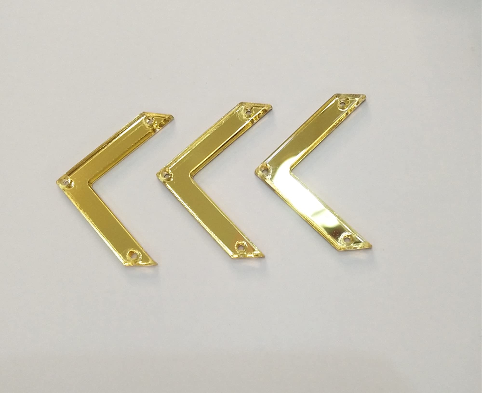 50PCS Gold Sew-on Right Angle Mirror Rhinestones, V-Shaped Acrylic Mirror Sewing Crystals for DIY Clothing, Costumes, and Accessories - Perfect for Dresses, Hats, Bags, and Home Decor Embellishments