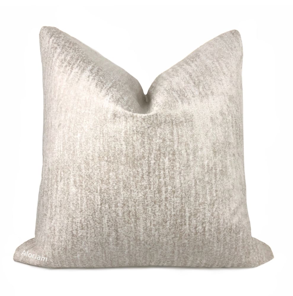Maxwell Cream & Ecru Two-Tone Chenille Velvet Pillow Cover - Soft Decorative Throw Pillow Case for Sofa, Bed, Couch - Home Decor Accent for Living Room, Bedroom